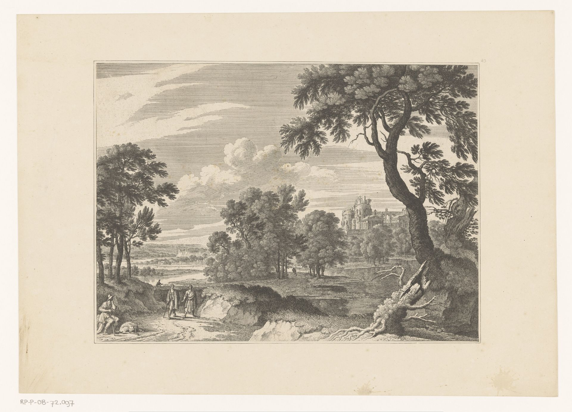 Landschap met man met hond by Nicolas Perelle