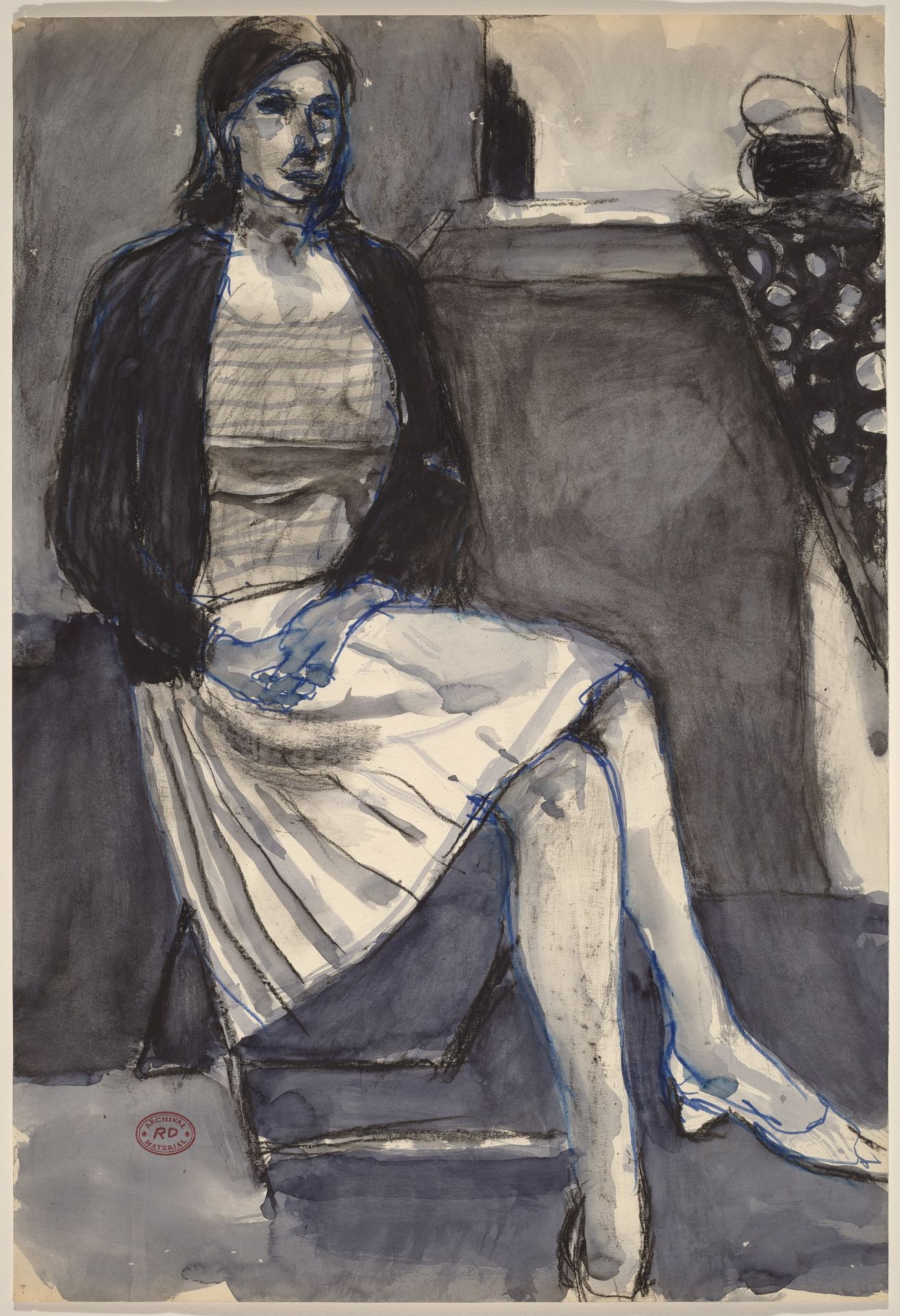 Untitled [seated woman in pleated skirt] by Richard Diebenkorn