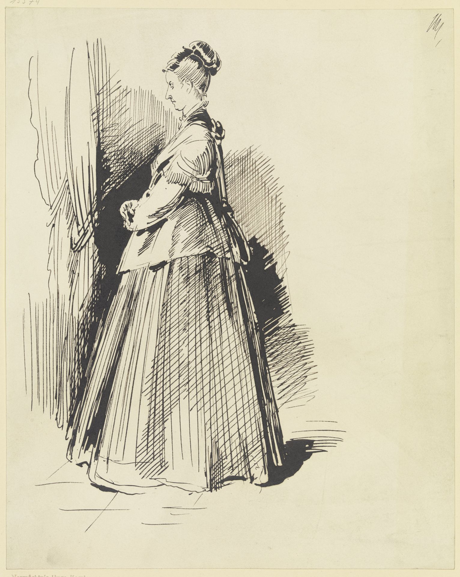 Johanna Kessler, im Profil nach links stehend by Wilhelm Busch