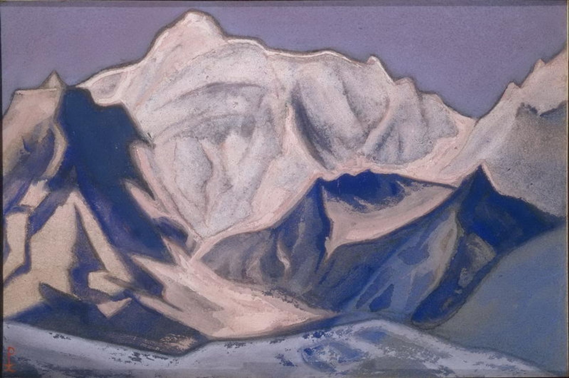 Snowy peaks at sunset by Nicholas Roerich
