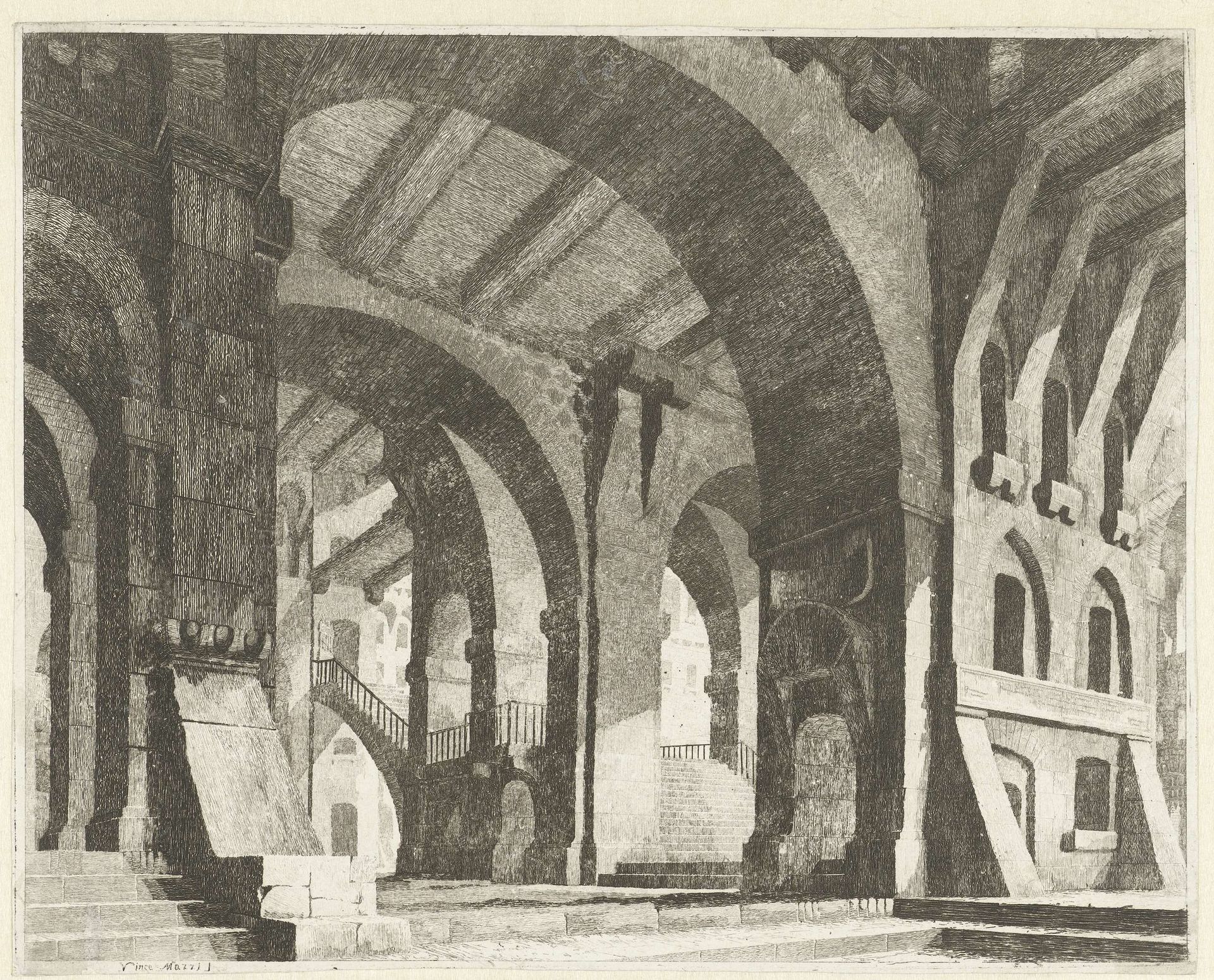 Hoge ruimte met rondbogen by Vincenzo Mazzi
