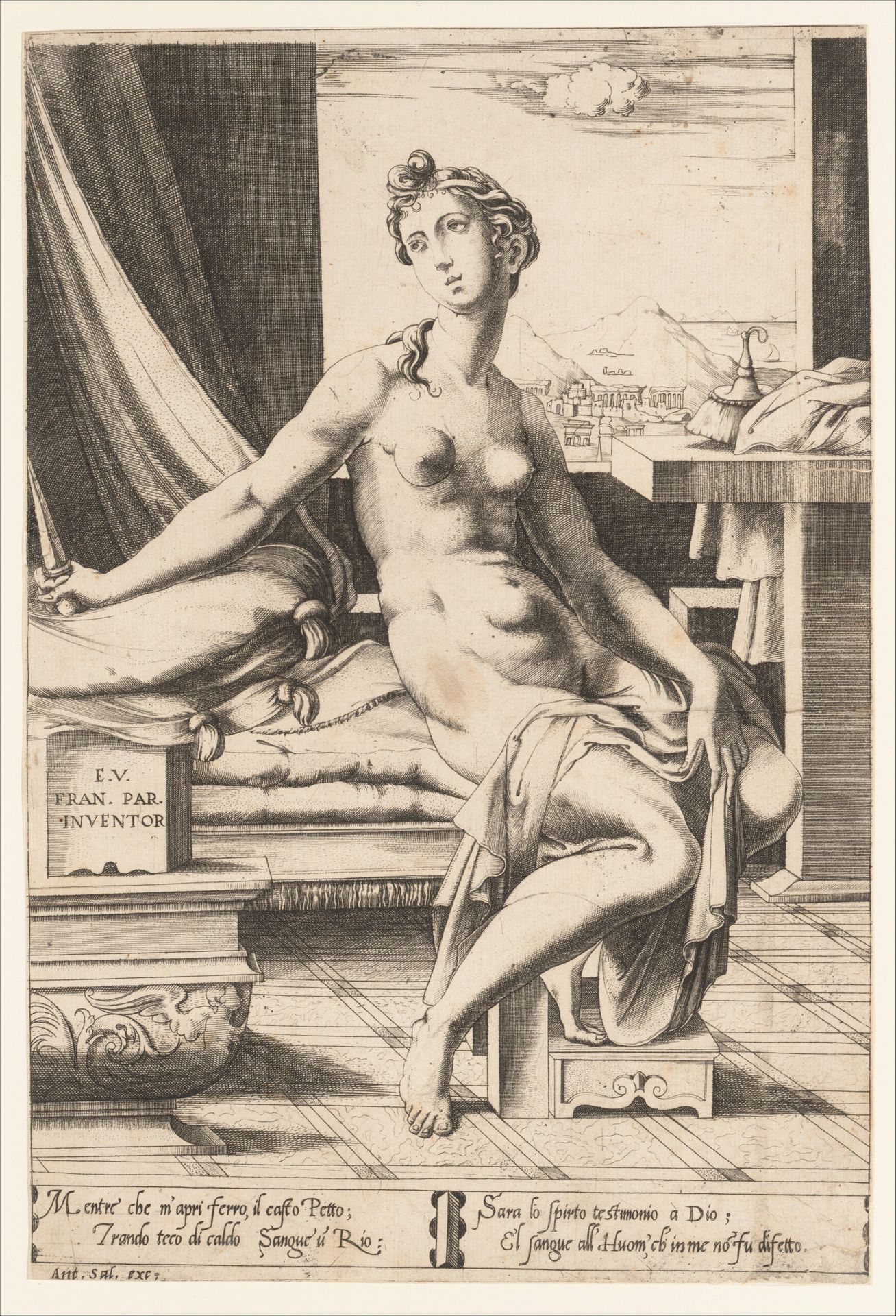 Lucretia Preparing to Kill Herself by Enea Vico