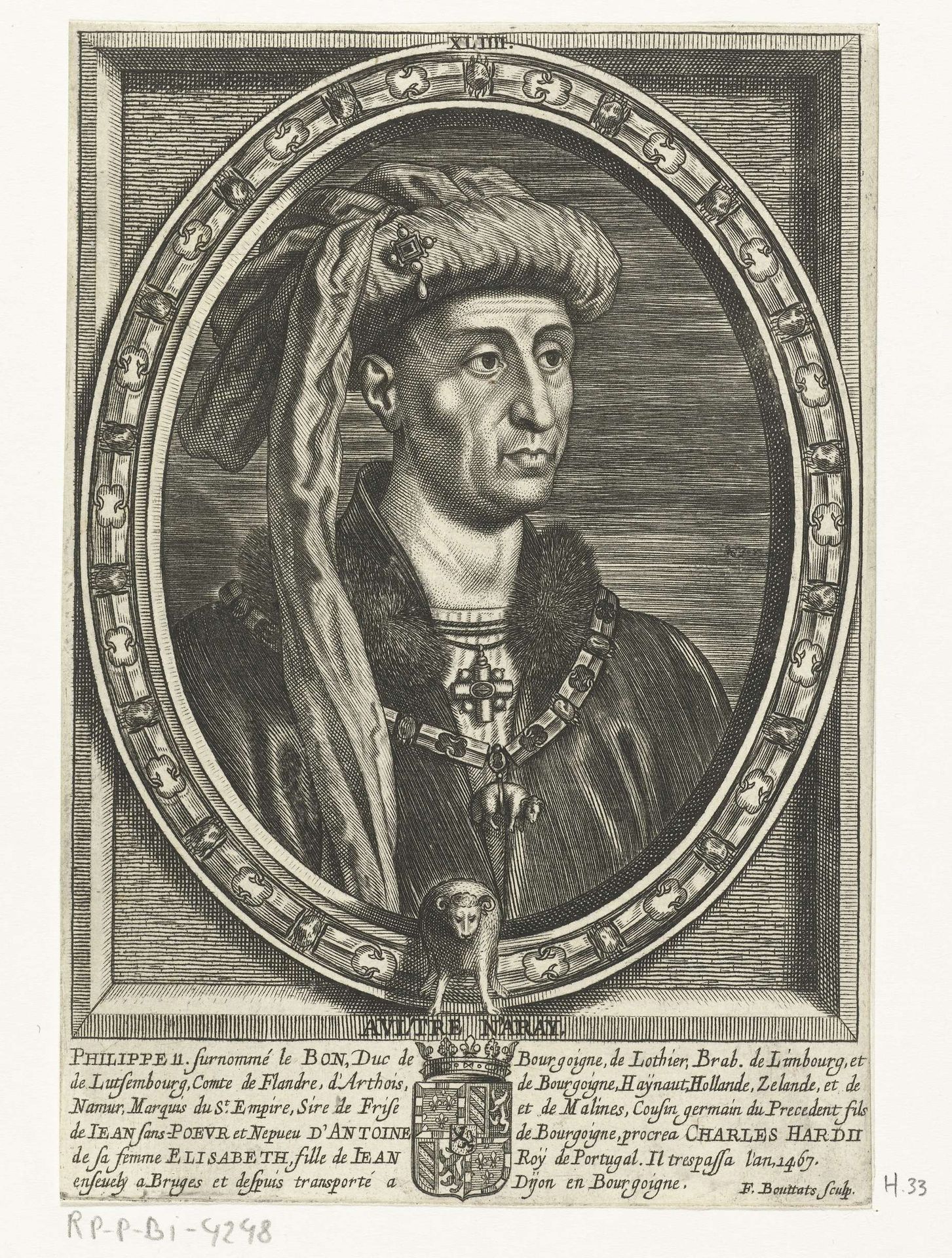 Portret van Filips de Goede by Frederik (I) Bouttats