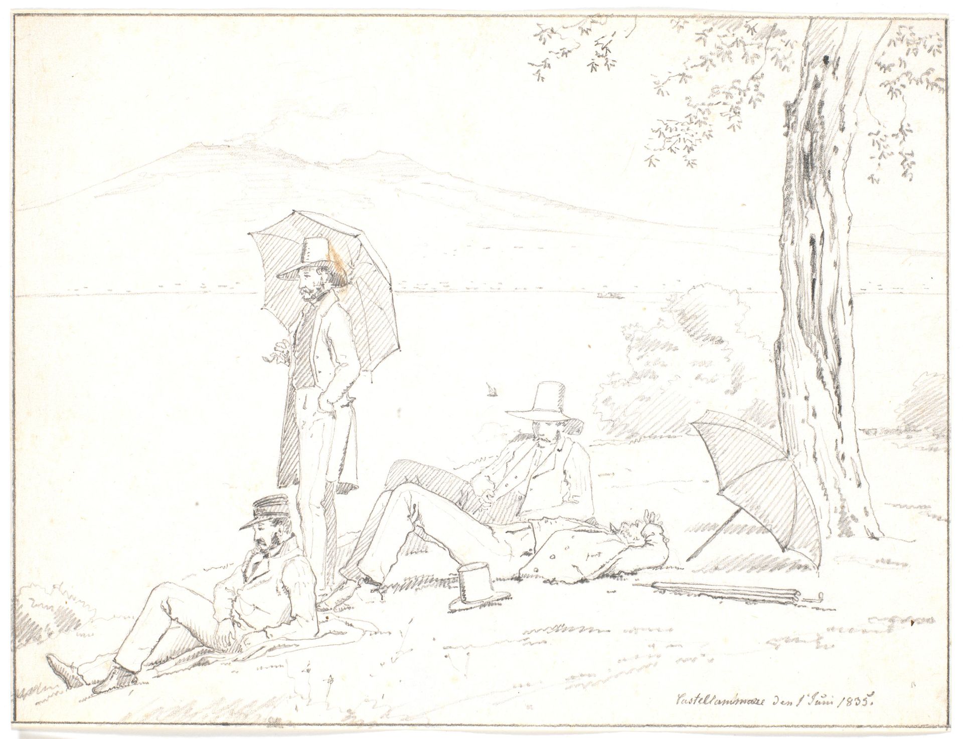 Rørbyes rejseselskab i Castellammare by Martinus Rørbye