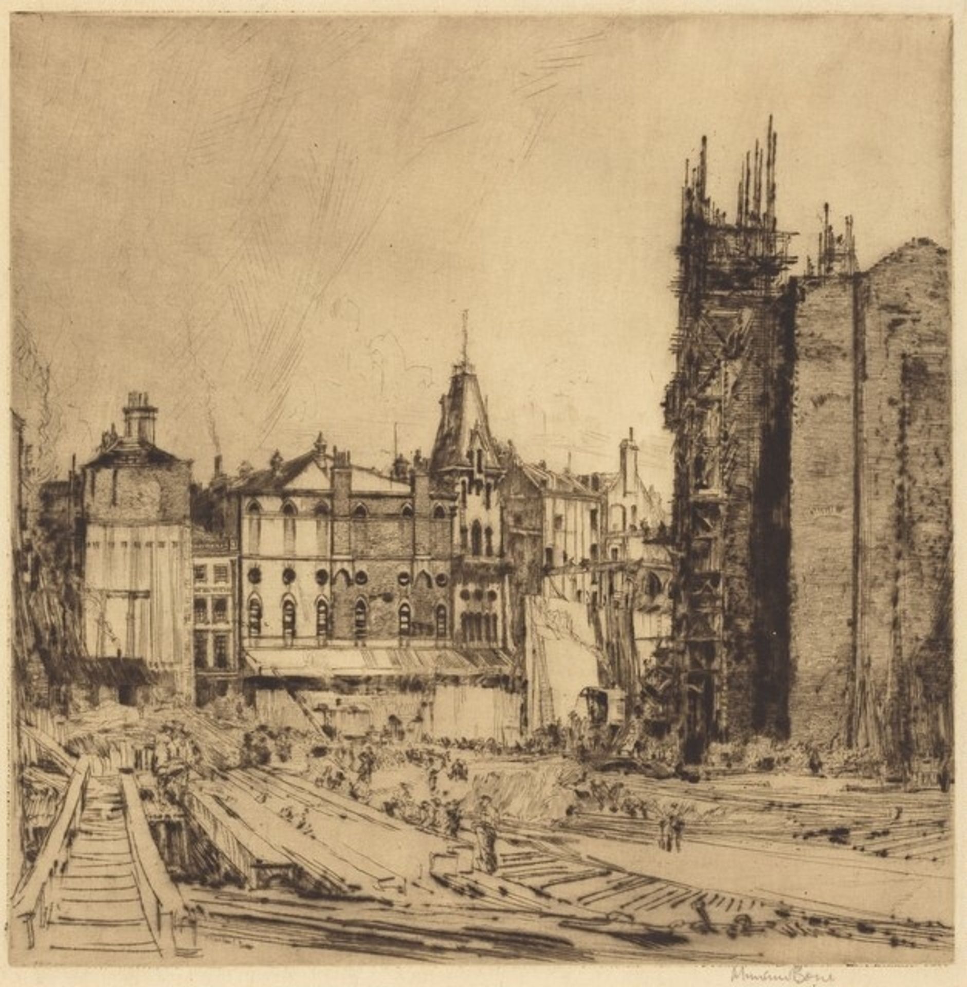 Old and New Gaiety Theaters by Muirhead Bone