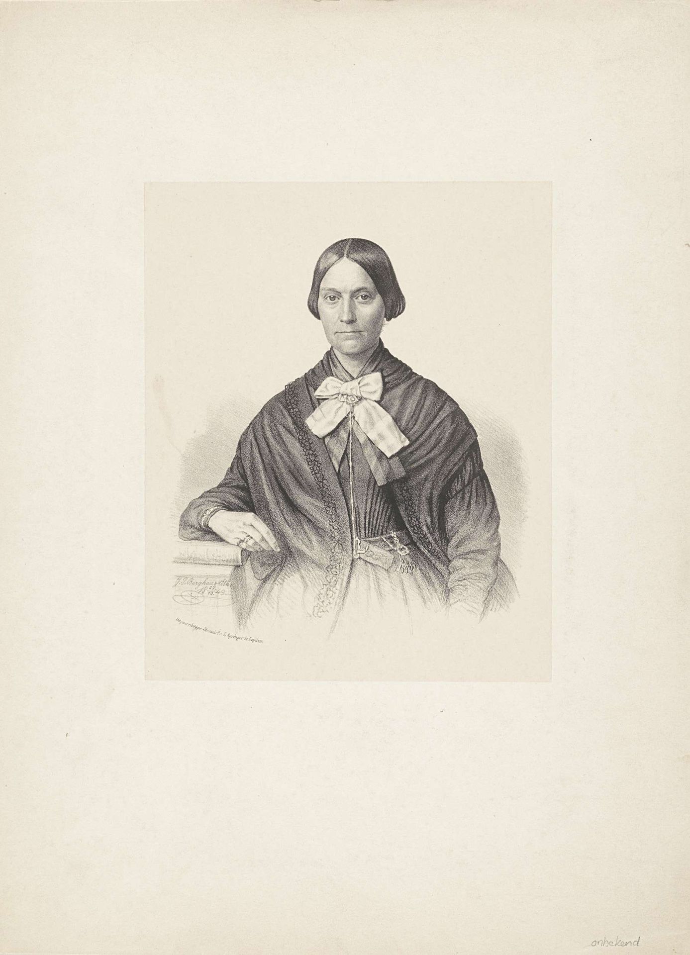 Portret van een onbekende vrouw by Johann Peter Berghaus