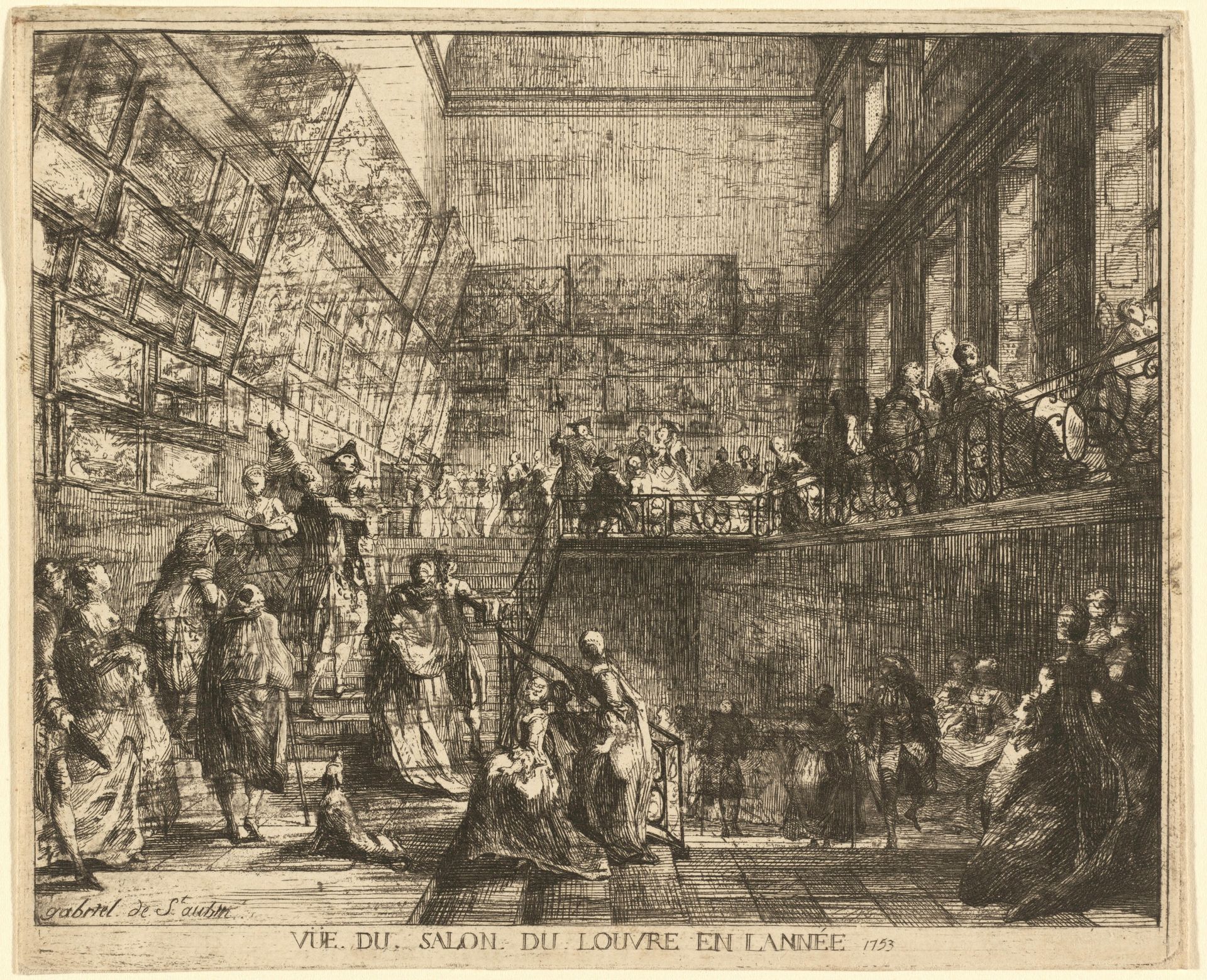 Vue du Salon du Louvre en l'annee 1753 by Gabriel de Saint-Aubin