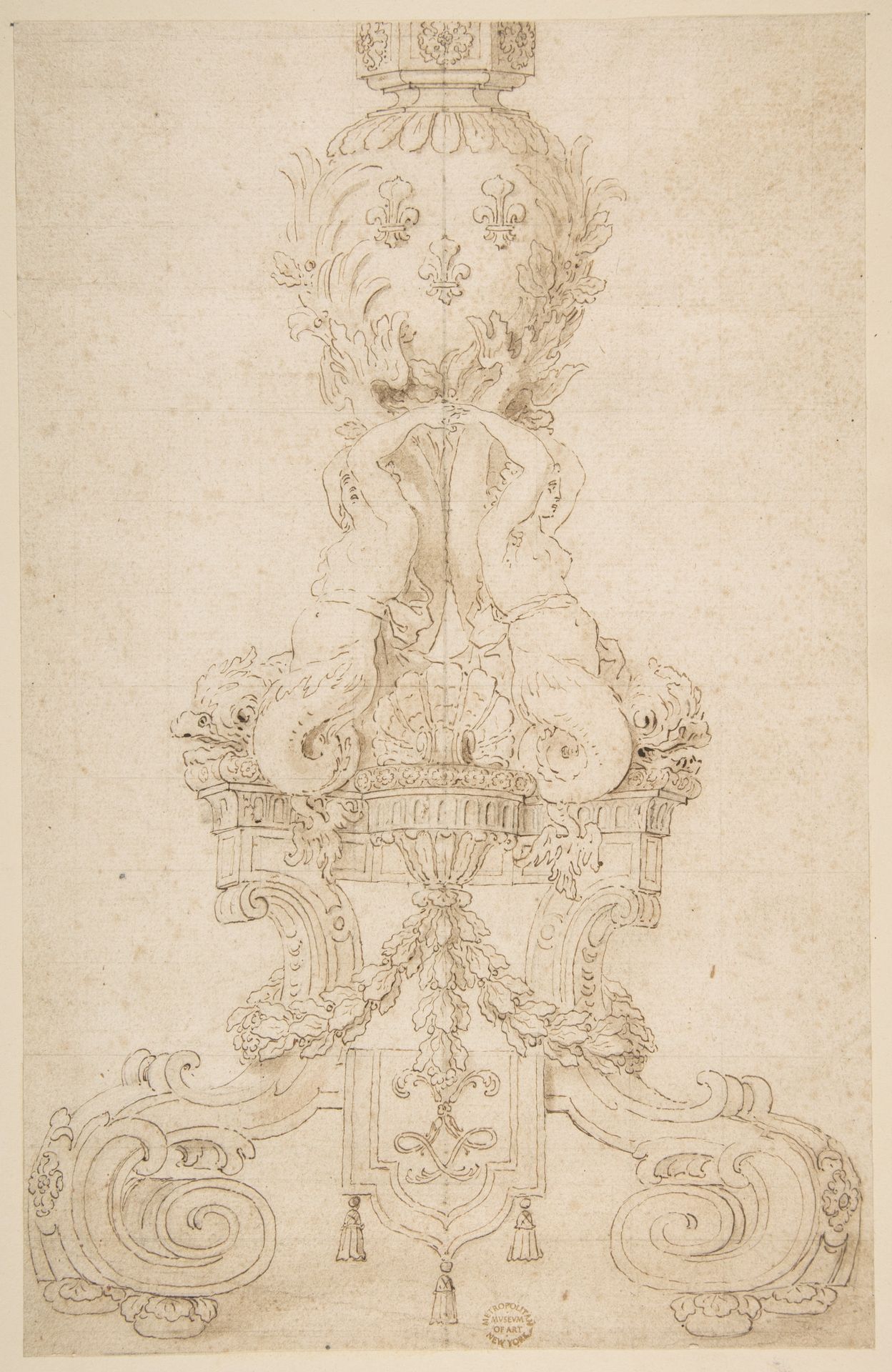 Design for a Candelabrum with the Monogram of Louis XIV by Anonymous
