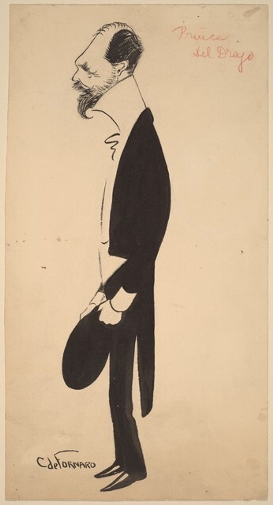 Caricature of Prince del Drago by Carlo De Fornaro