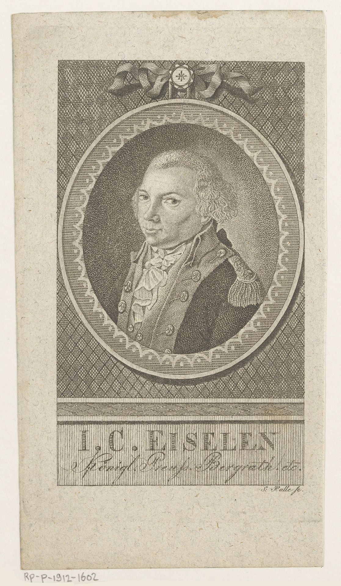 Portret van Johann Christoph Eiselen by J.S.L. Halle