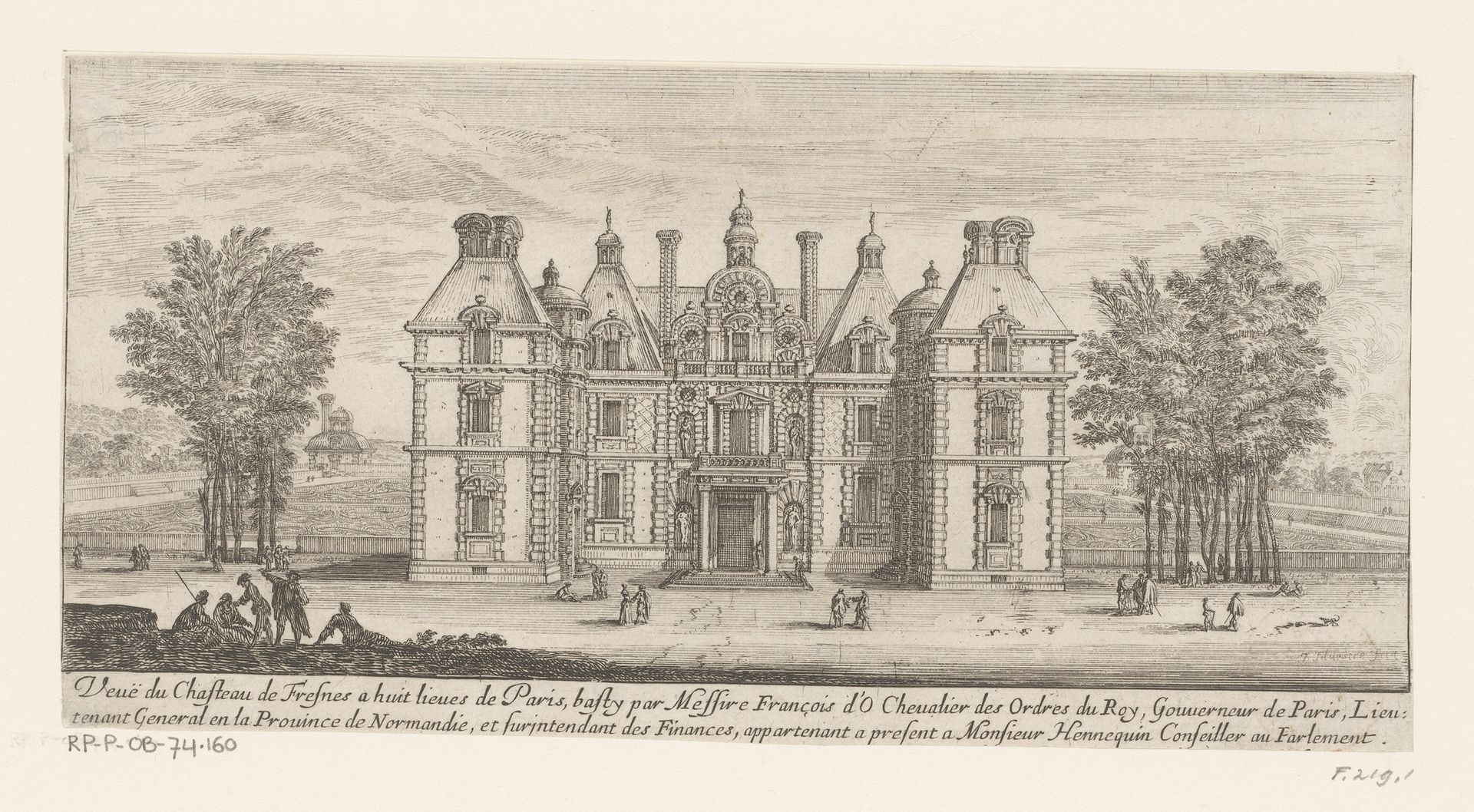 Gezicht op het kasteel van Fresne by Israel Silvestre