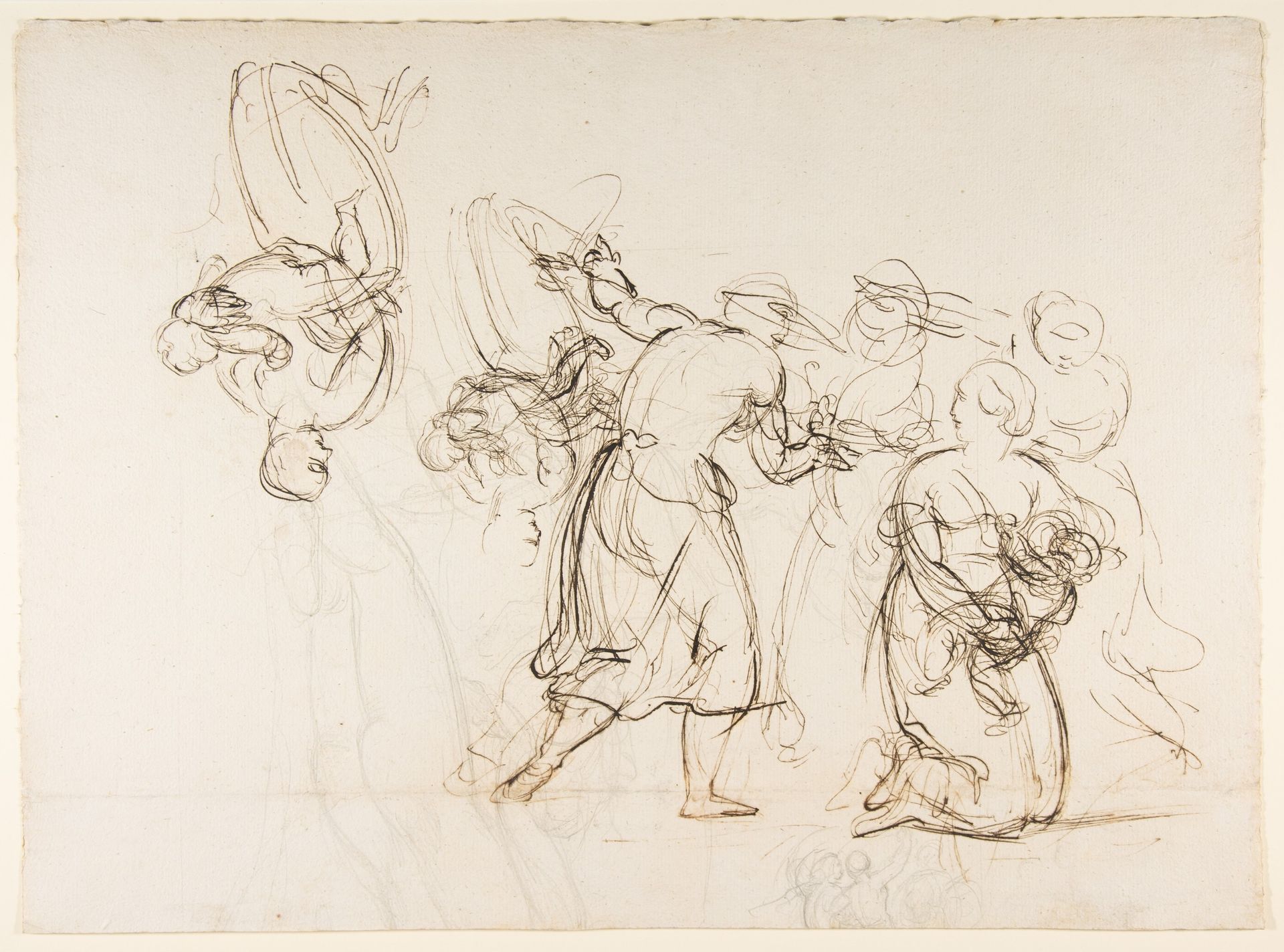 Sketch for the Judgment of Solomon (?); verso: Dancing Mythological Figures by Christian Gottlieb Schick
