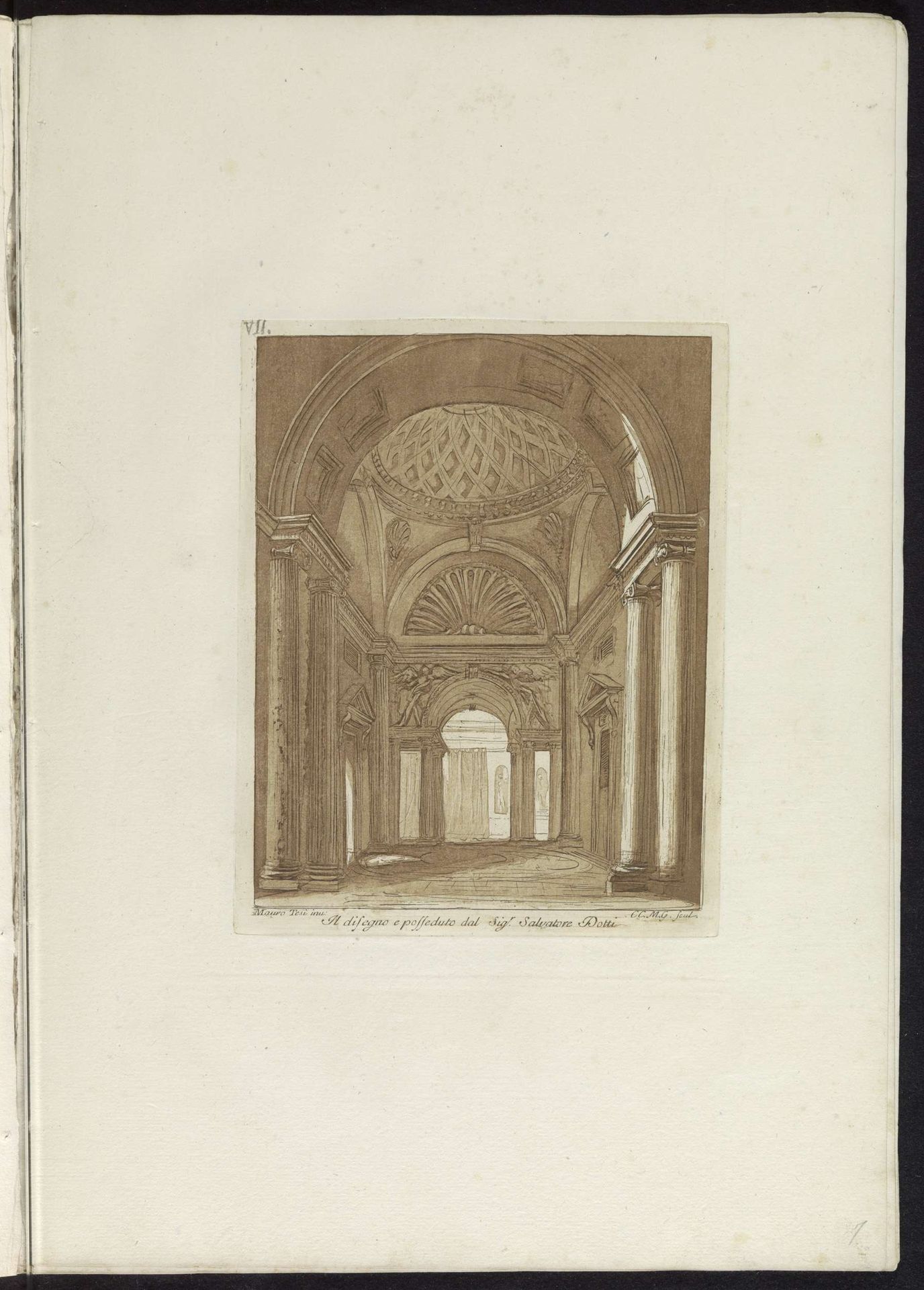 Interieur met een koepelgewelf by Cesare Massimiliano Gini