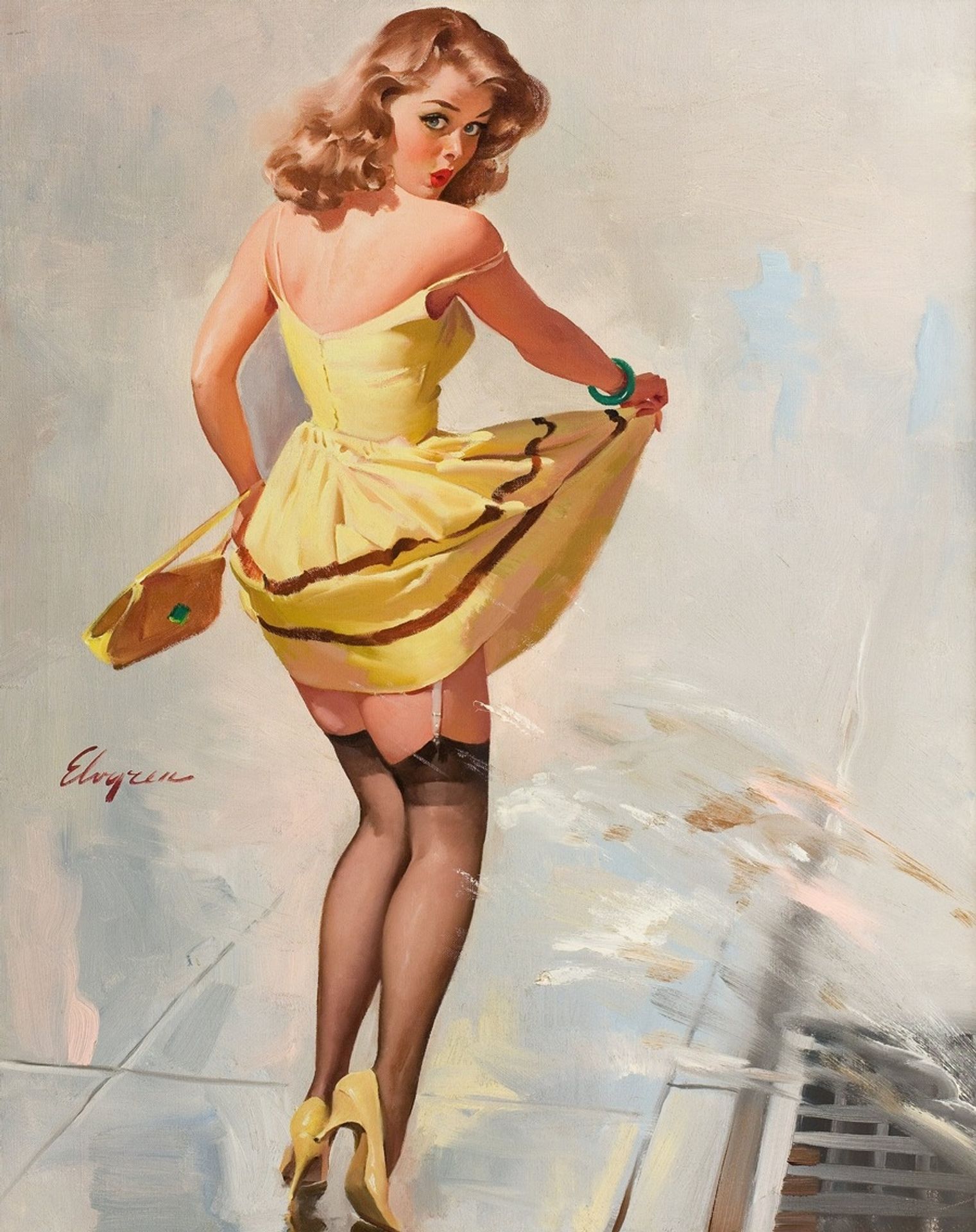 Dampened Doll by Gil Elvgren