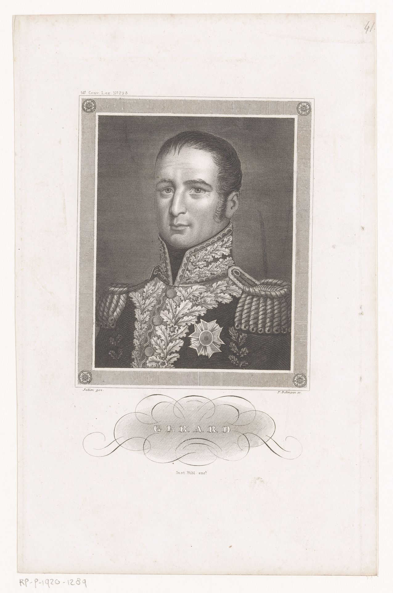 Portret van François Antoine Christophe Gérard by Ferdinand Bahmann