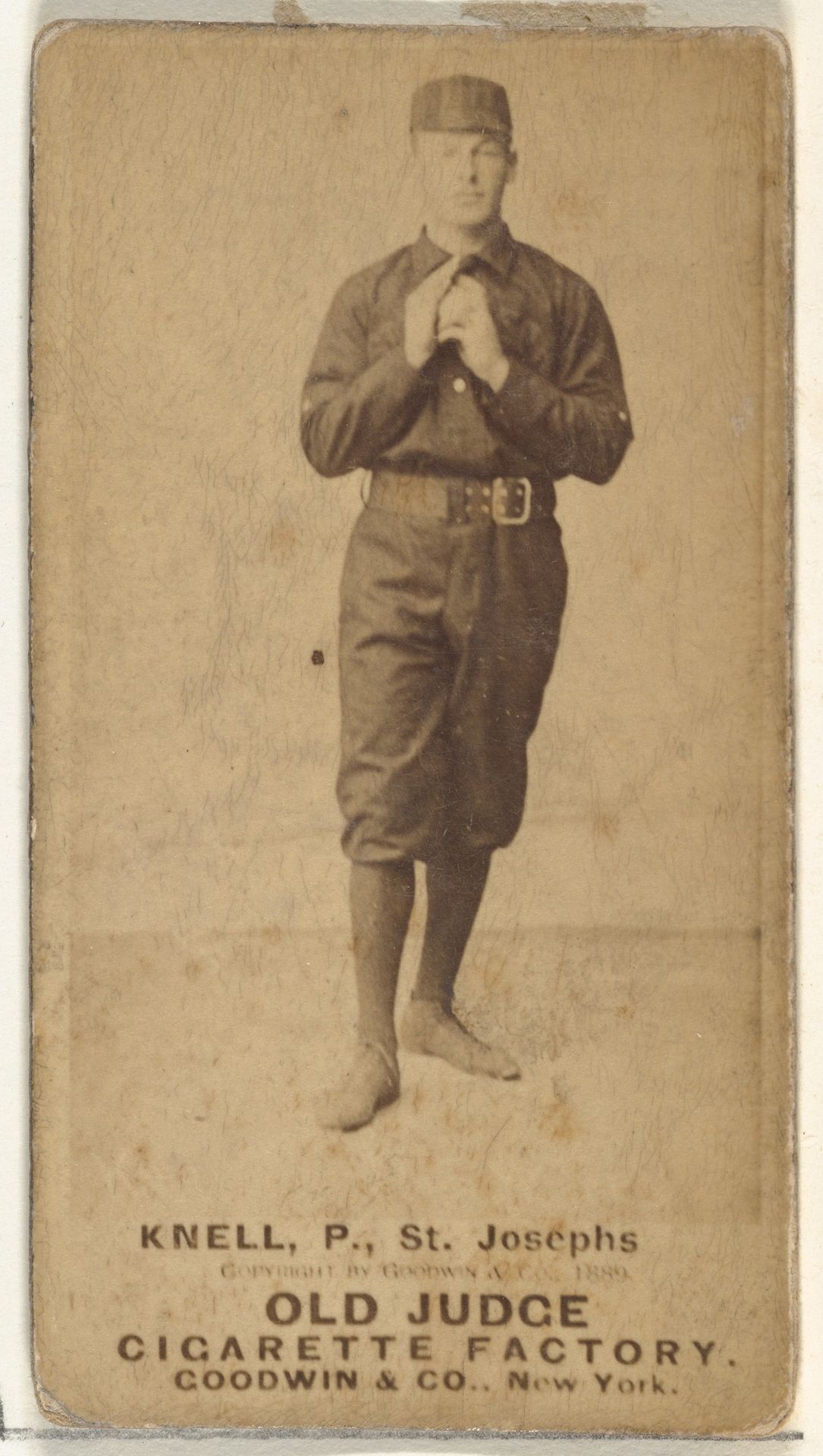 Philip Louis "Phil" Knell, Pitcher, St. Joseph Clay Eaters, from the Old Judge series (N172) for Old Judge Cigarettes by Goodwin & Company