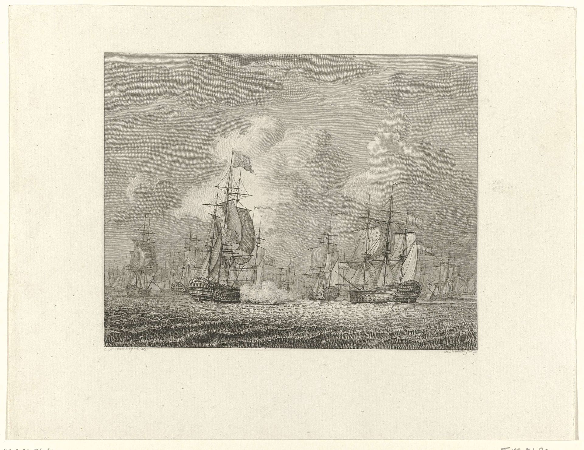 Zeeslag bij Kamperduin, 1797 by Reinier Vinkeles