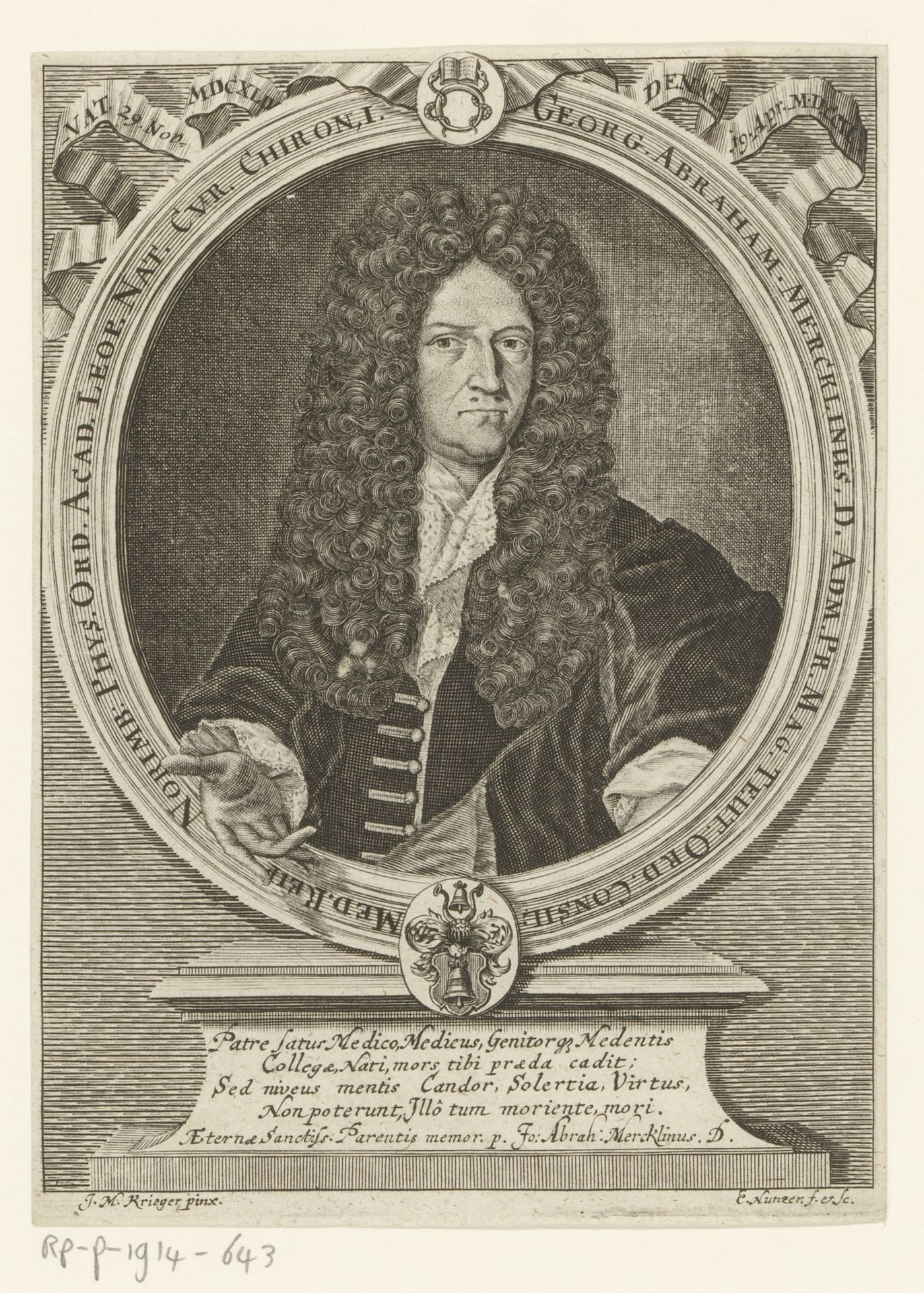 Portret van Georg Abraham Mercklin by Engelhard Nunzer