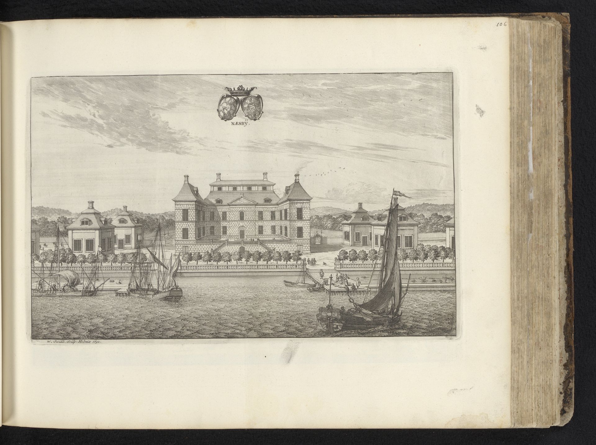 Gezicht op slot Näsby by Willem Swidde