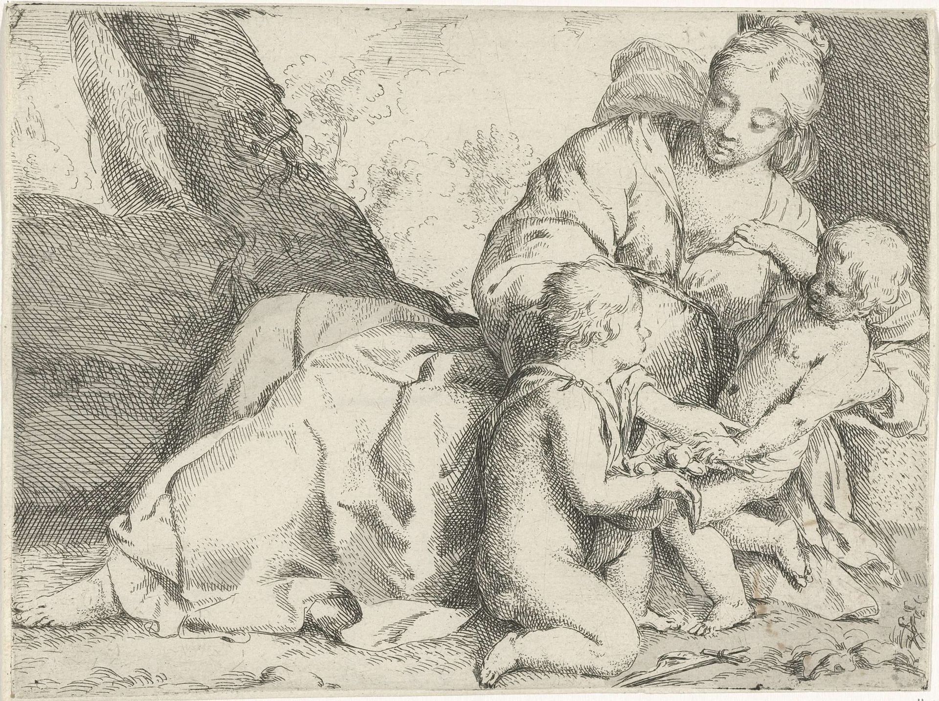Maria met Christuskind en Johannes de Doper by Jan Miel
