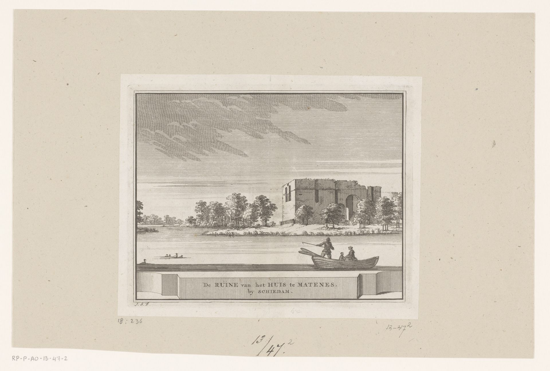 Gezicht op de ruïne van Huis te Riviere te Schiedam by Jacobus Schijnvoet