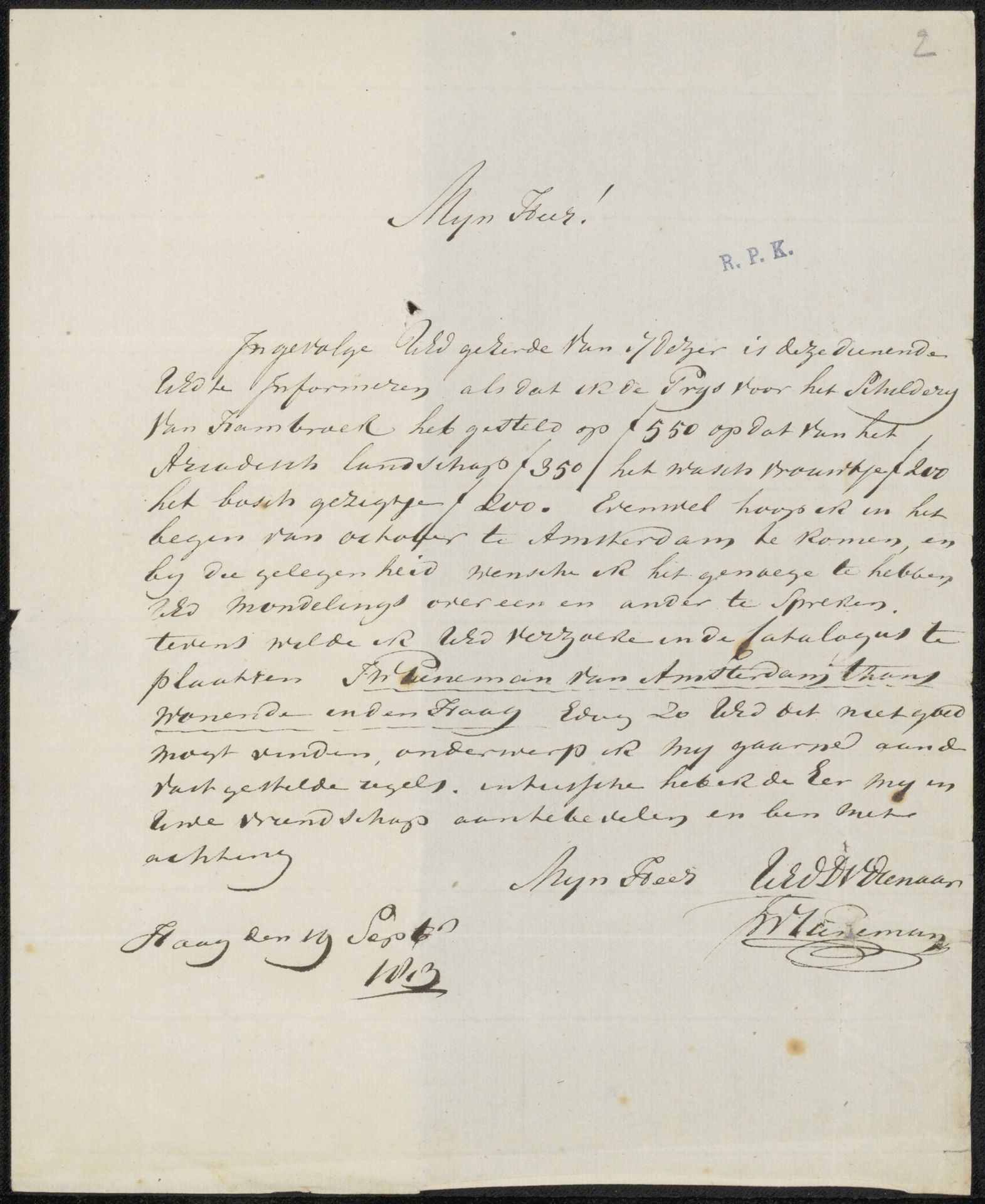 Brief aan anoniem by Jan Willem Pieneman