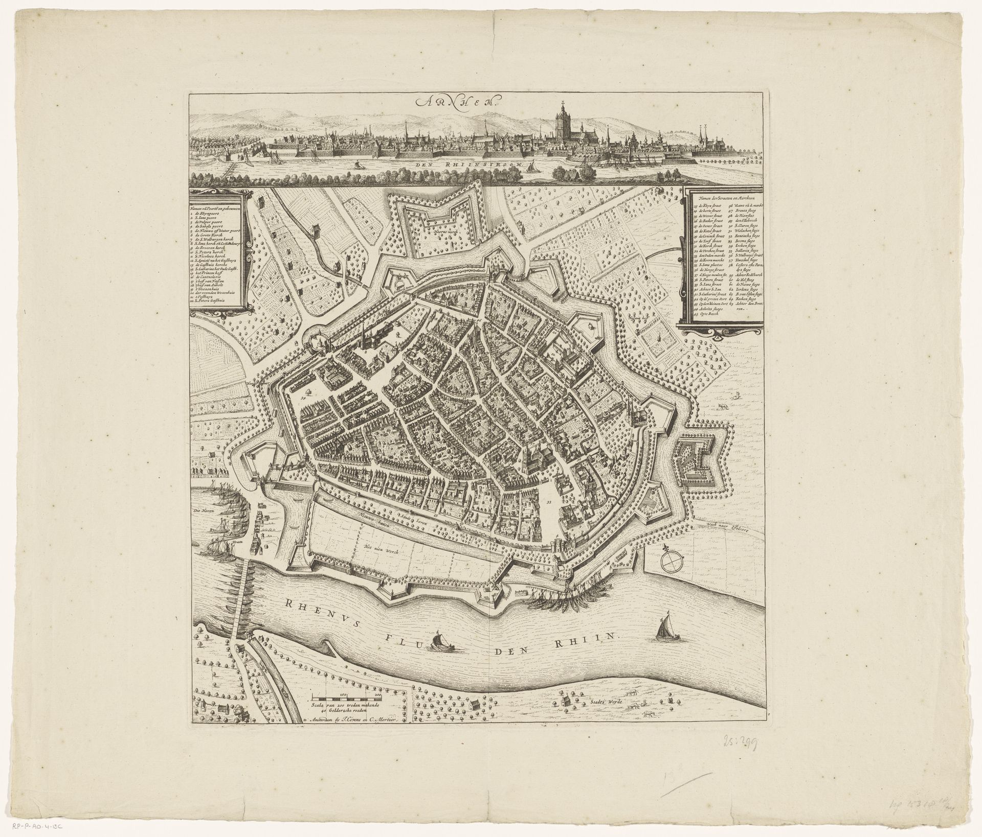 Plattegrond en stadsgezicht van Arnhem by Anonymous