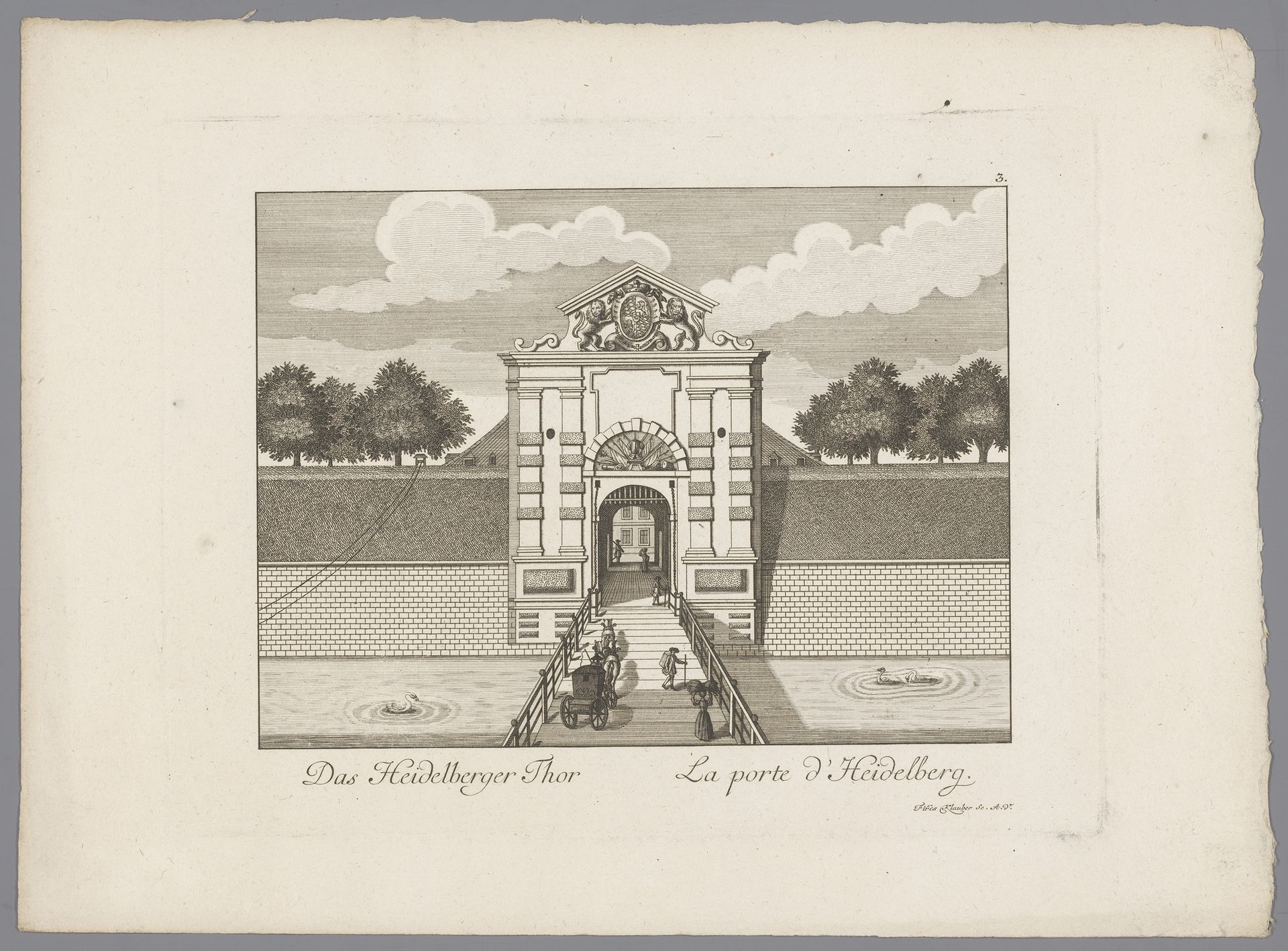 Gezicht op de Heidelbergerpoort, te Mannheim by gebroeders Klauber
