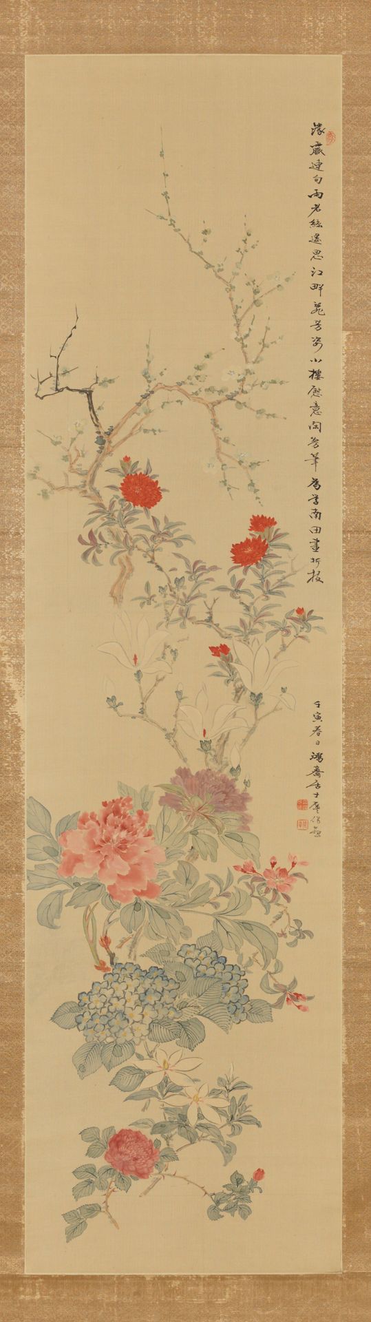 Flowers [right of a triptych of Kegon Falls and Flowers] by Ishikawa Kosai
