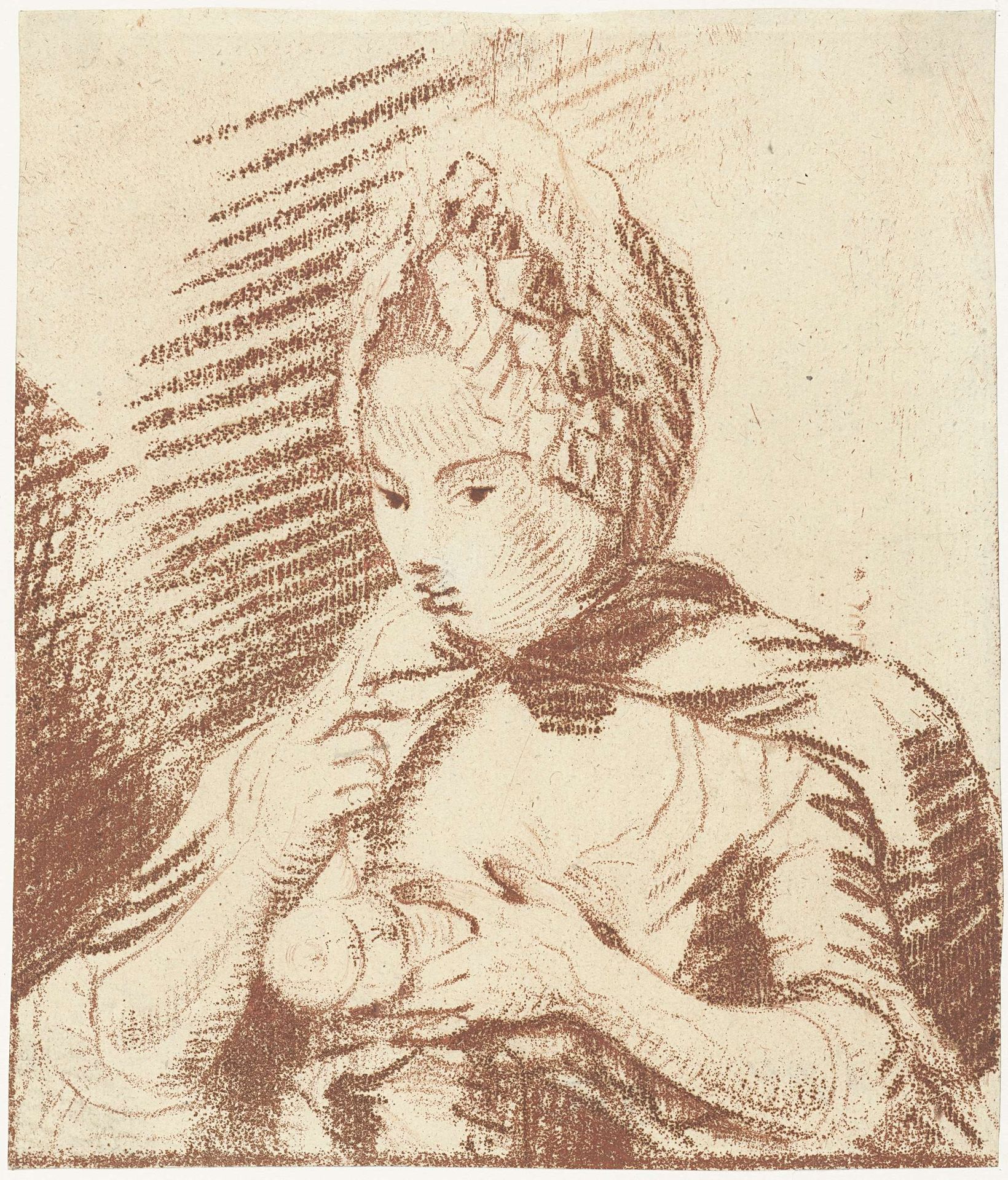 Jonge moeder voedt haar kind met zuigfles by Louis Bernard Coclers
