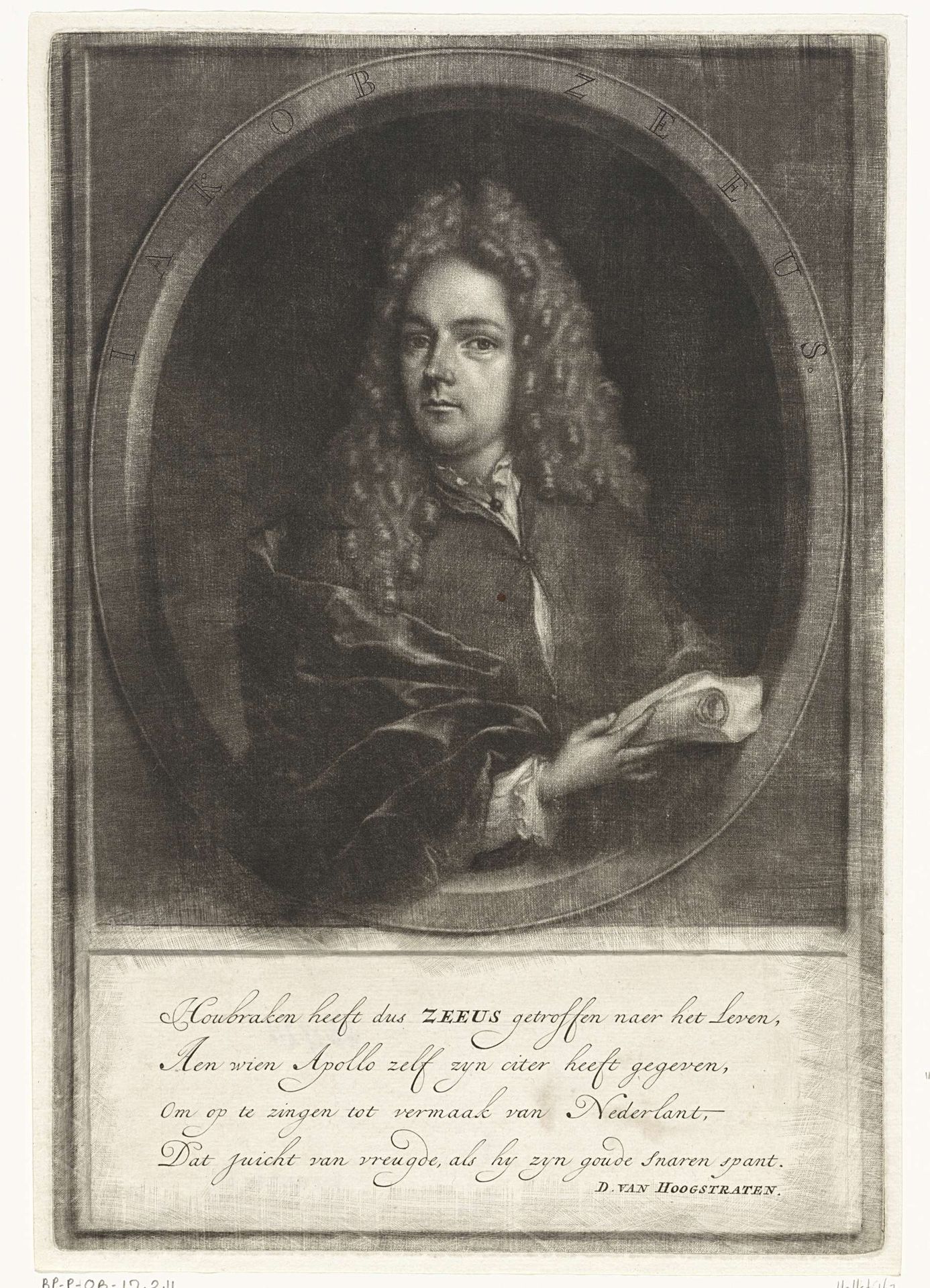 Portret van Jakob Zeeus by Arnold Houbraken