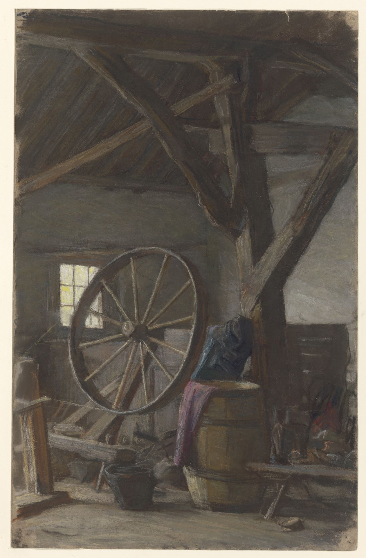 Interieur van boerenschuur by Jan Veth