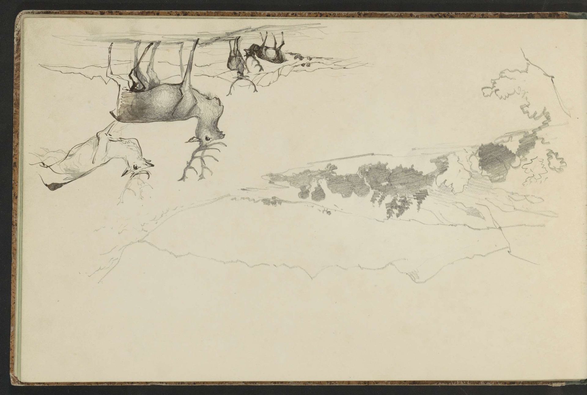 Berglandschap en een landschap met herten by Johannes Tavenraat