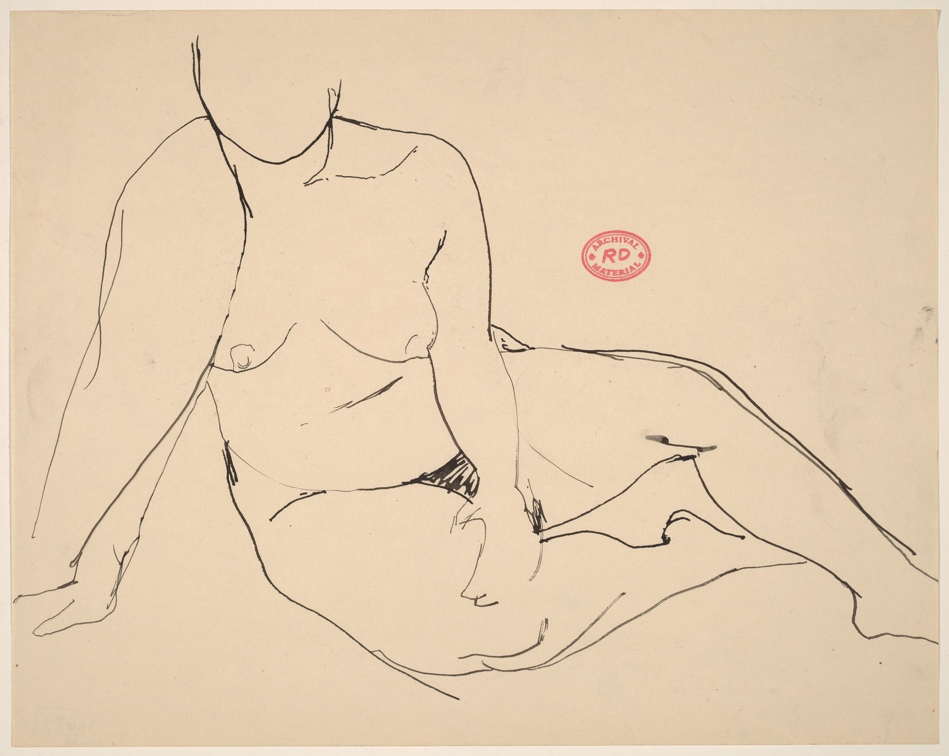 Untitled [seated female nude with right arm draped] by Richard Diebenkorn