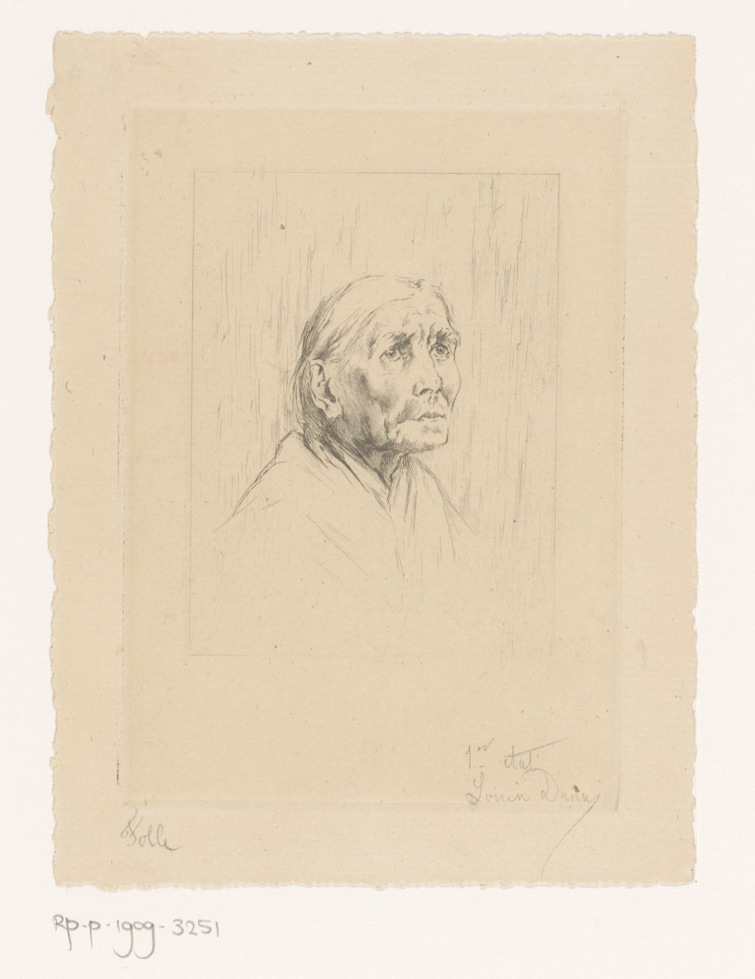 Portret van een onbekende oude vrouw by Louise Danse