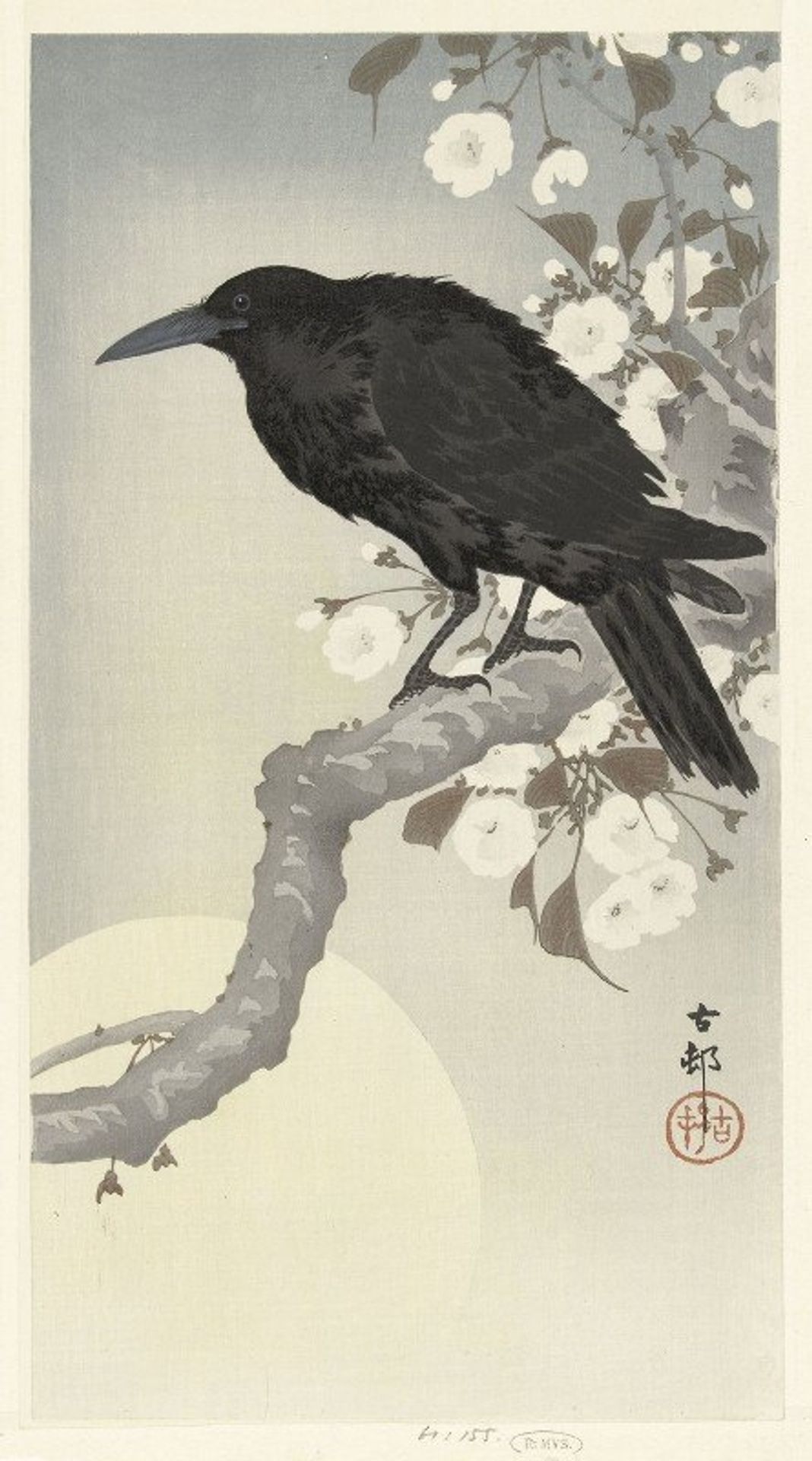 Crow at full moon by Ohara Koson