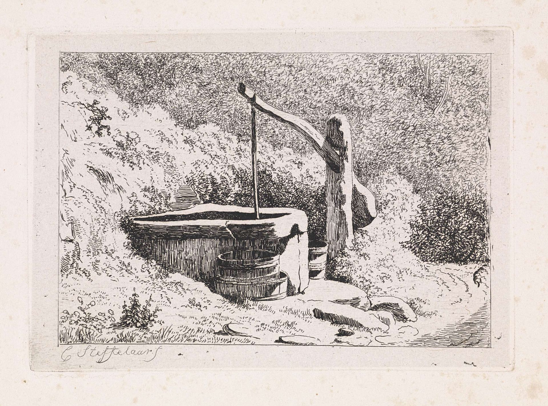 Waterput met hefboom by Cornelis Steffelaar