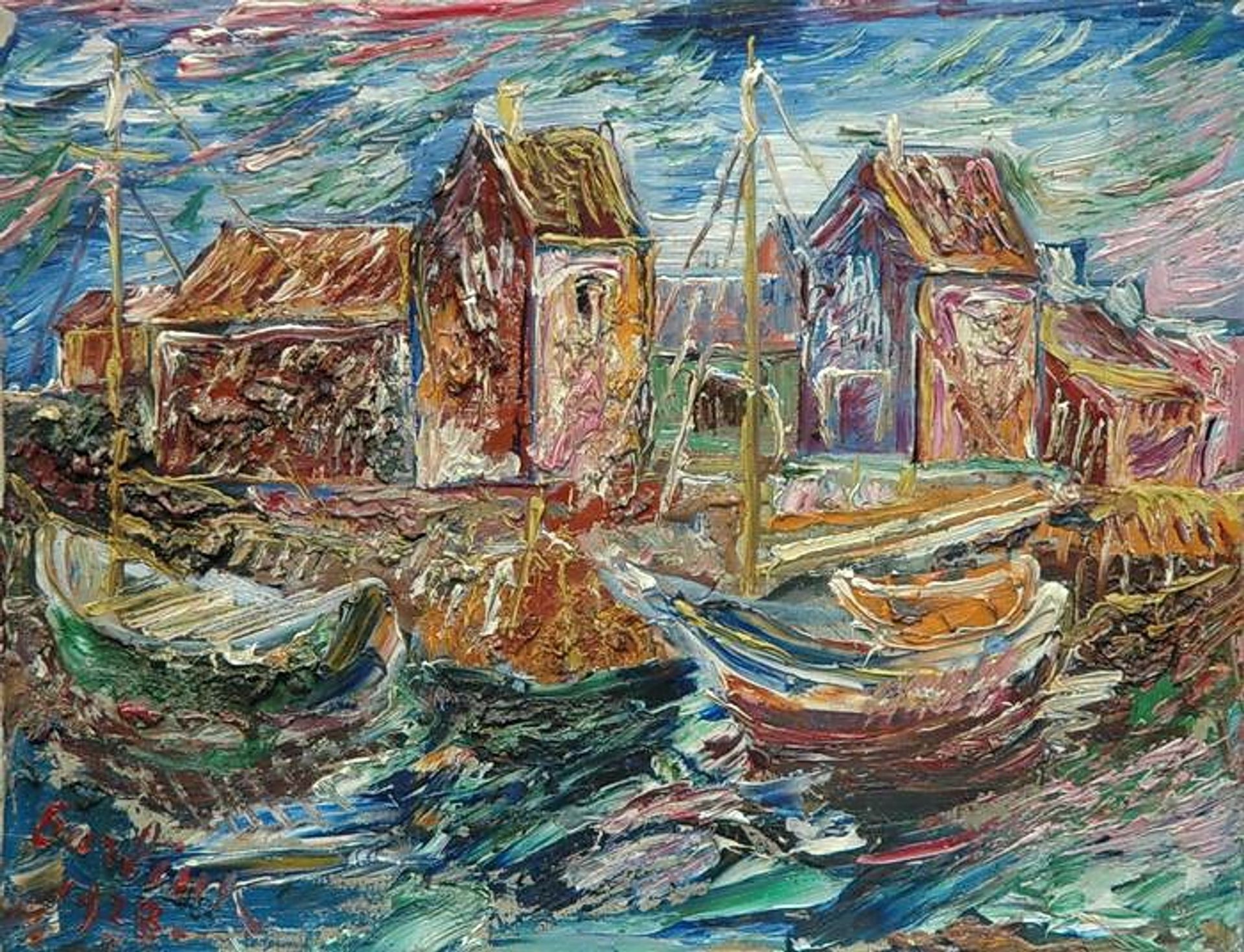 In the harbour by David Burliuk