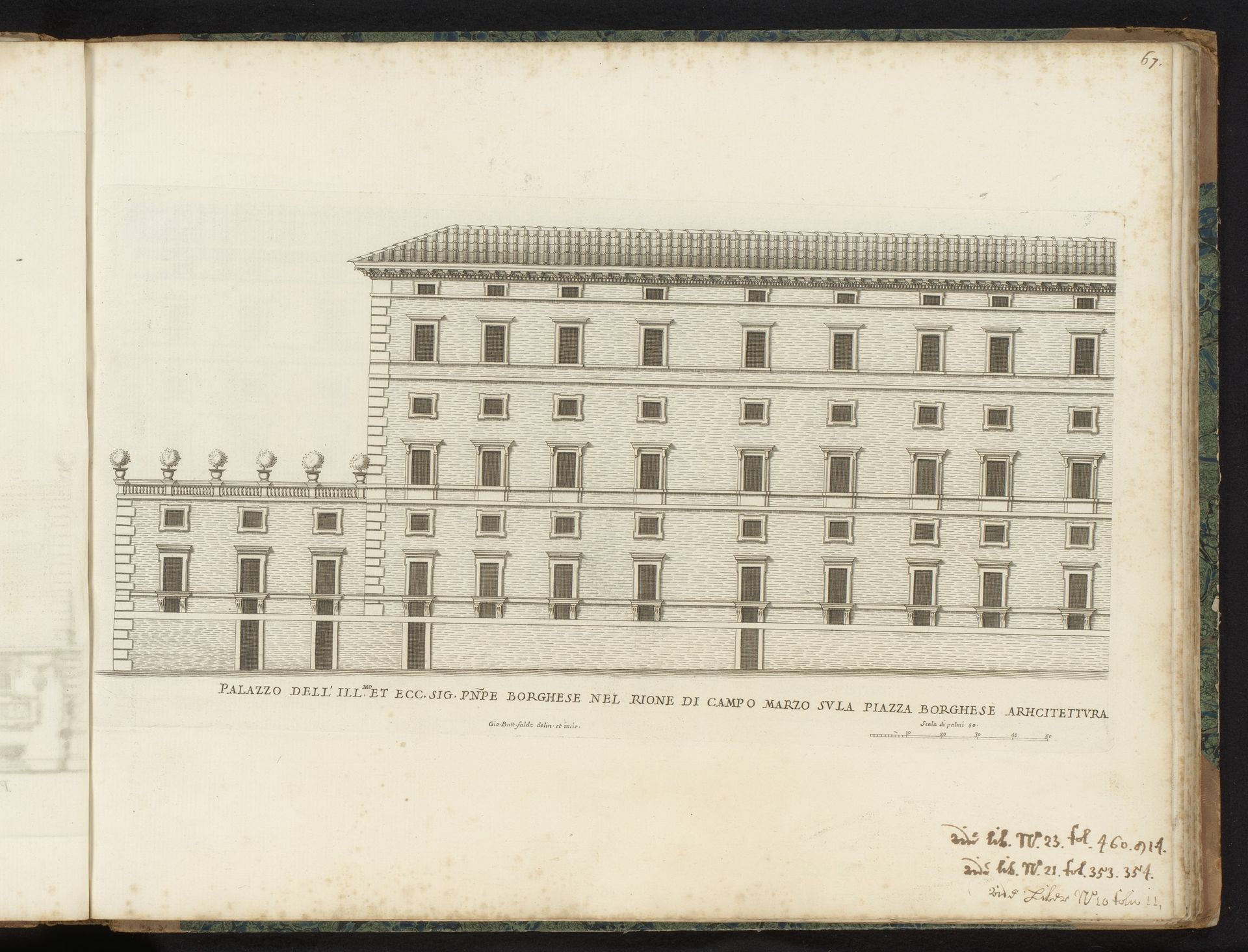 Zijgevel van Palazzo Borghese by Giovanni Battista Falda