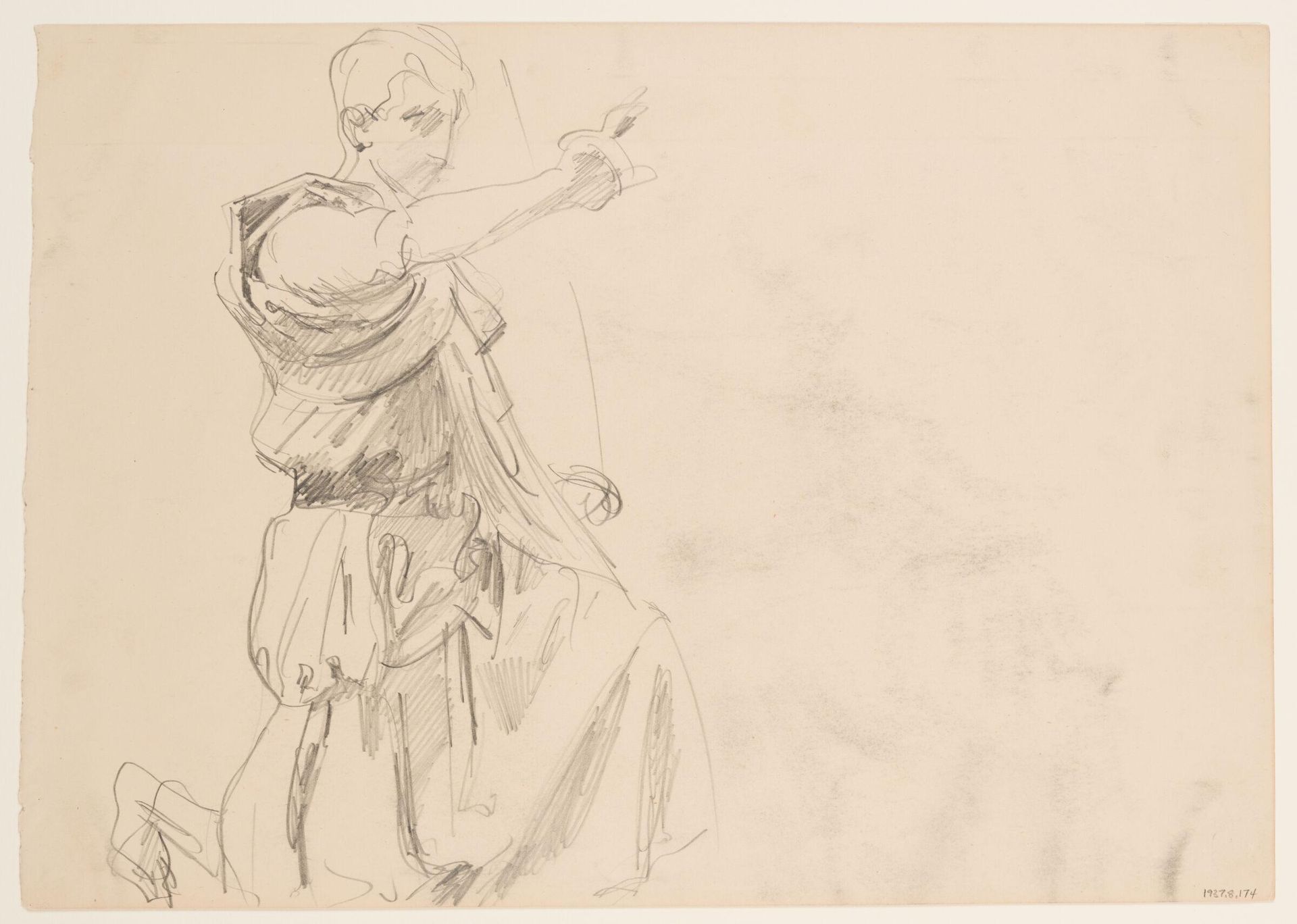 Study for the Angel Gabriel for "Annunciation," Boston Public Library; verso:  Studies for the Boston Public Library by John Singer Sargent