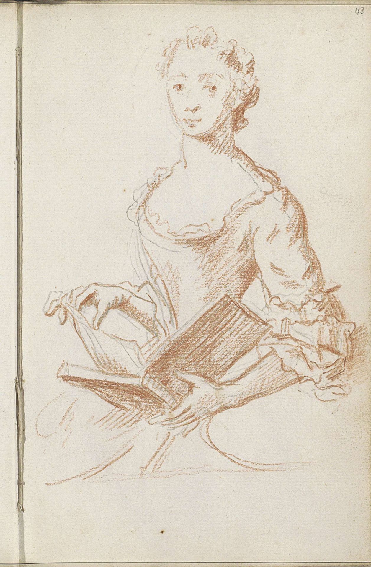 Staande vrouw met boek by Petrus Johannes van Reysschoot