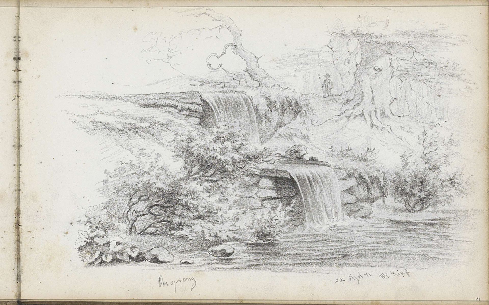 Waterval op het landgoed Oorsprong te Oosterbeek by Willem Cornelis Rip