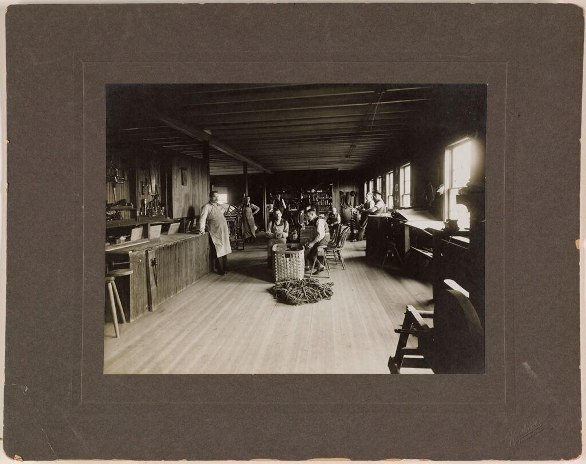 Defectives, Epileptics: United States. Massachusetts. Palmer. State Hospital for Epileptics: Industrial room, 1907. by Woodhead Studio
