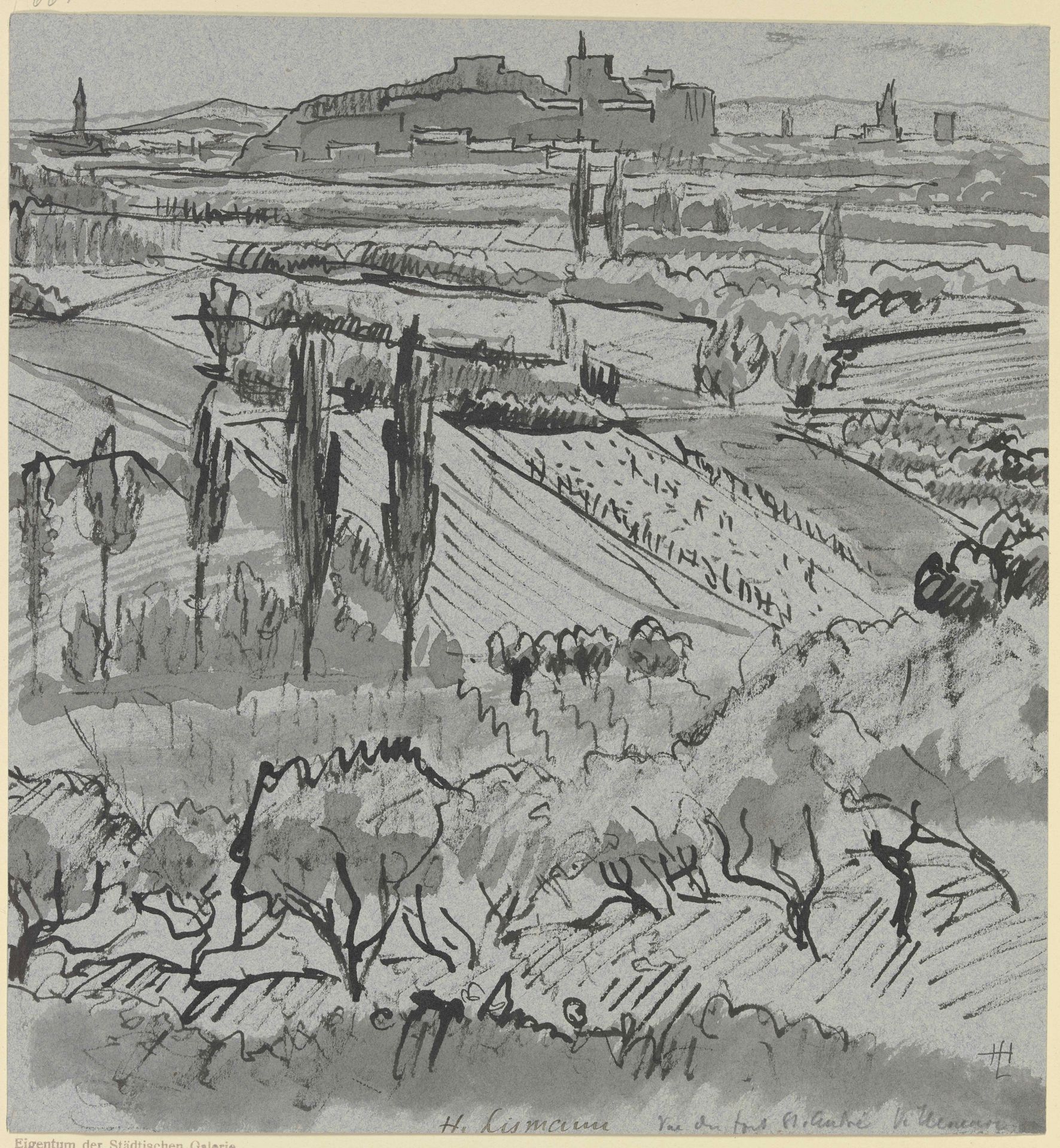 Blick auf Fort St. André bei Villeneuve by Hermann Lismann