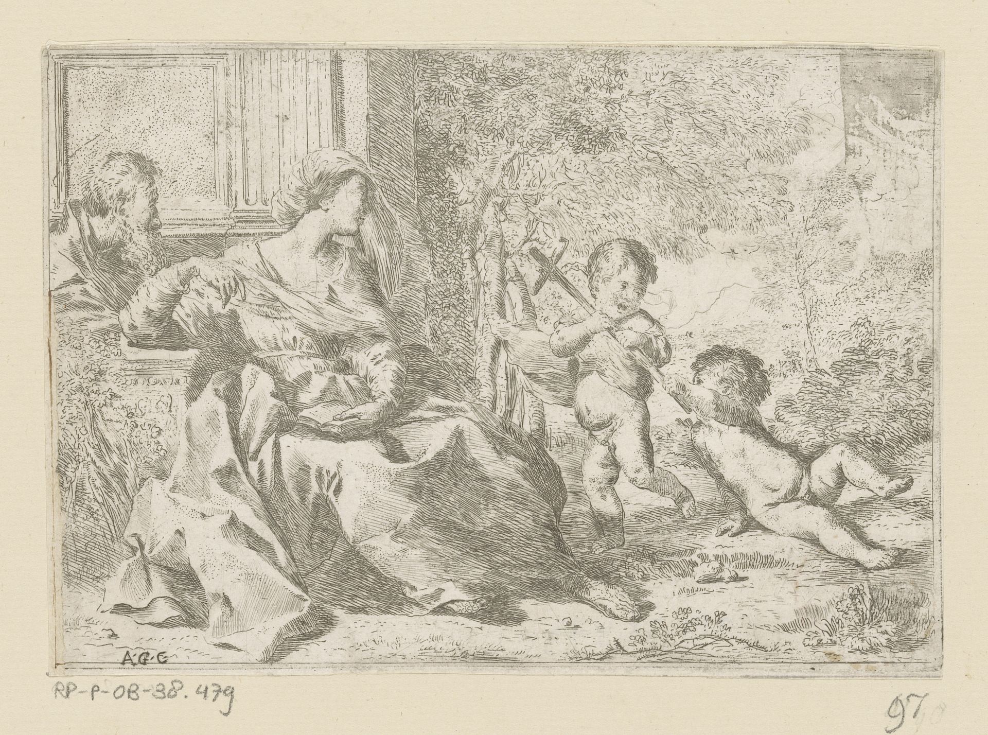 Heilige Familie en de jonge Johannes de Doper by Monogrammist AGC