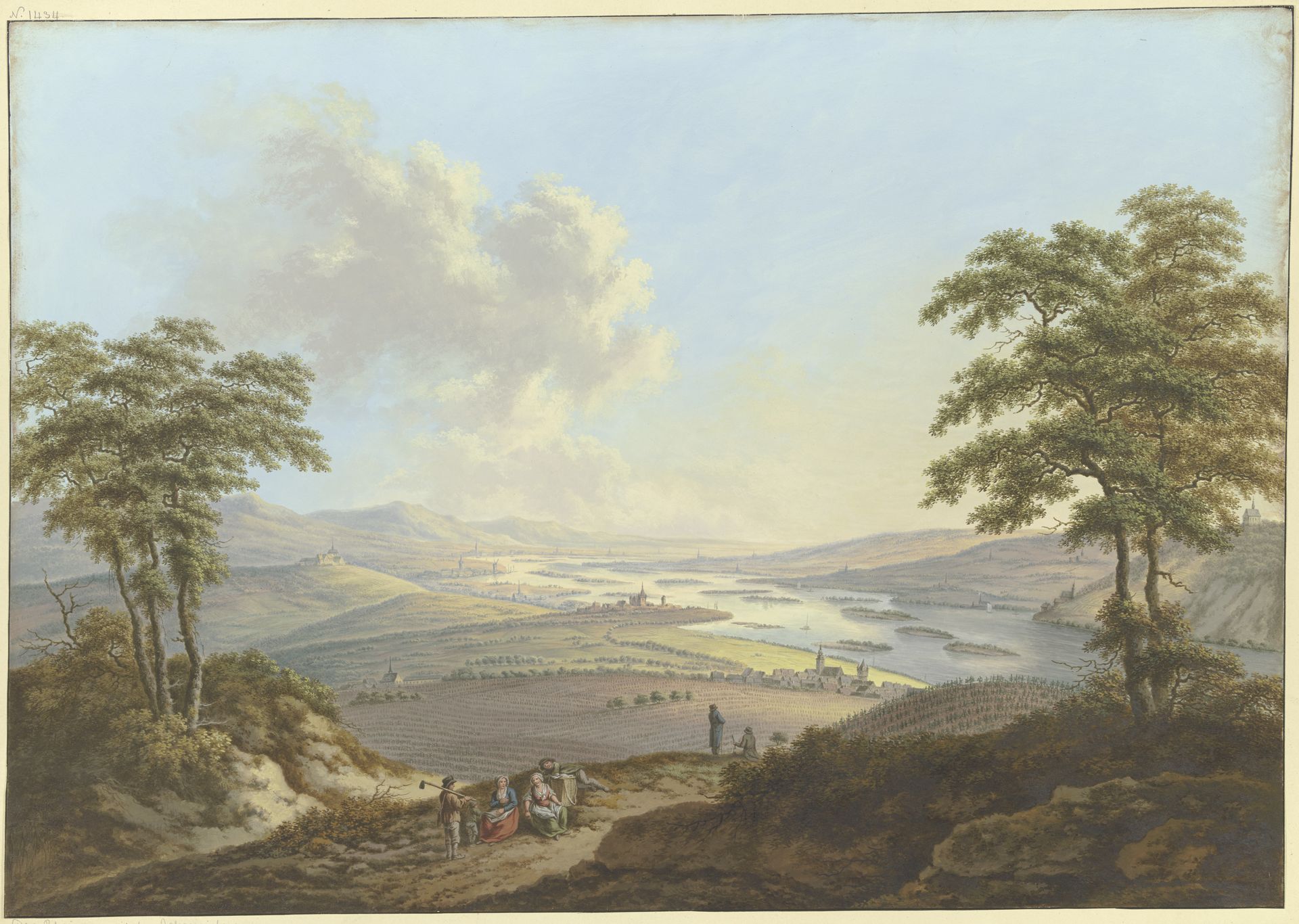 Blick auf Rheingau und Rheinebene, links der Johannisberg by Karl Franz Kraul
