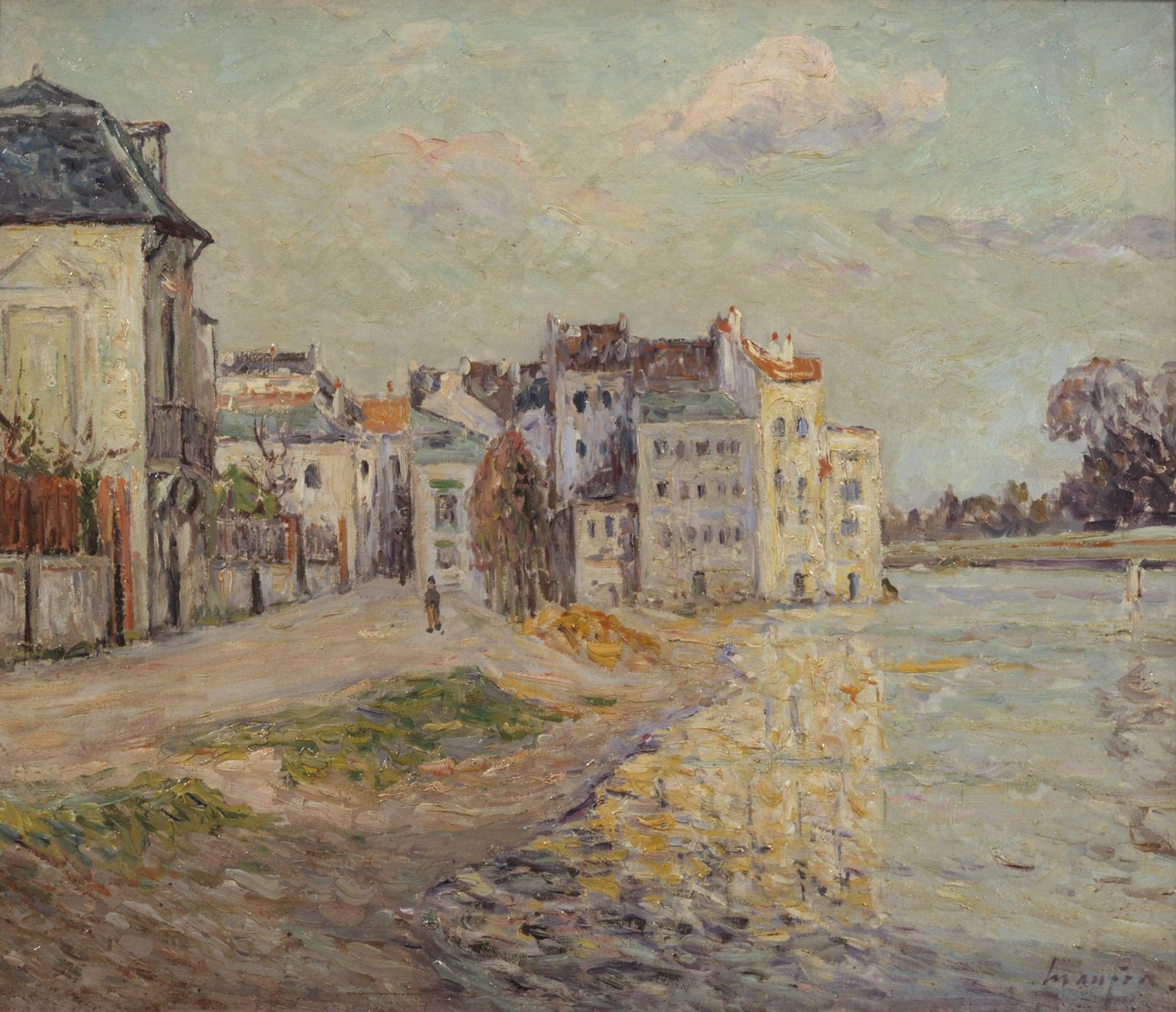 The Embankment of Lagny under Flood Water by Maxime Maufra