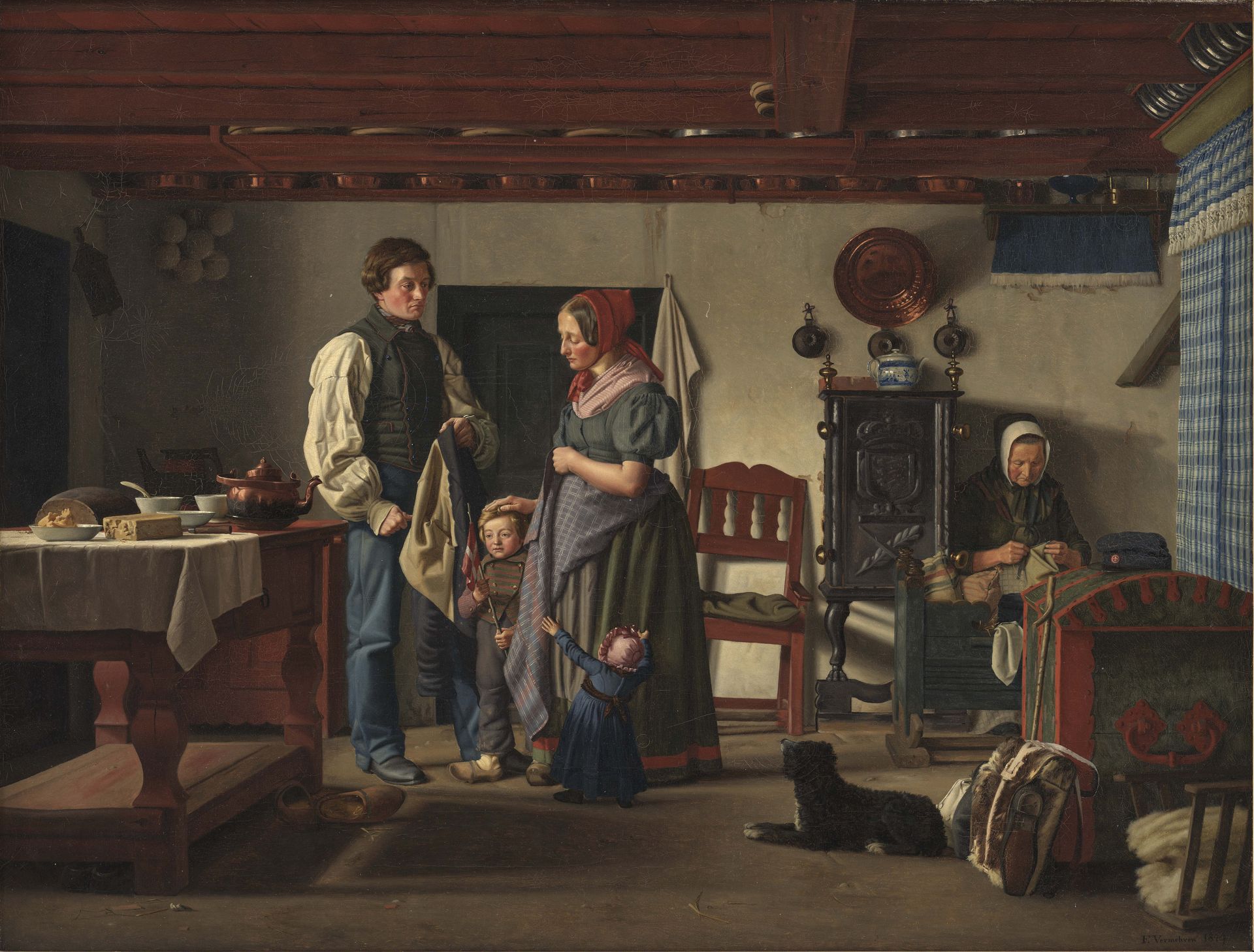 Reservesoldatens afsked med sin familie by Frederik Vermehren