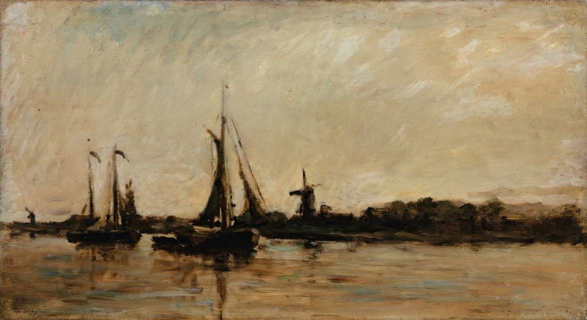 Landscape With A Canal In Holland by Charles François Daubigny