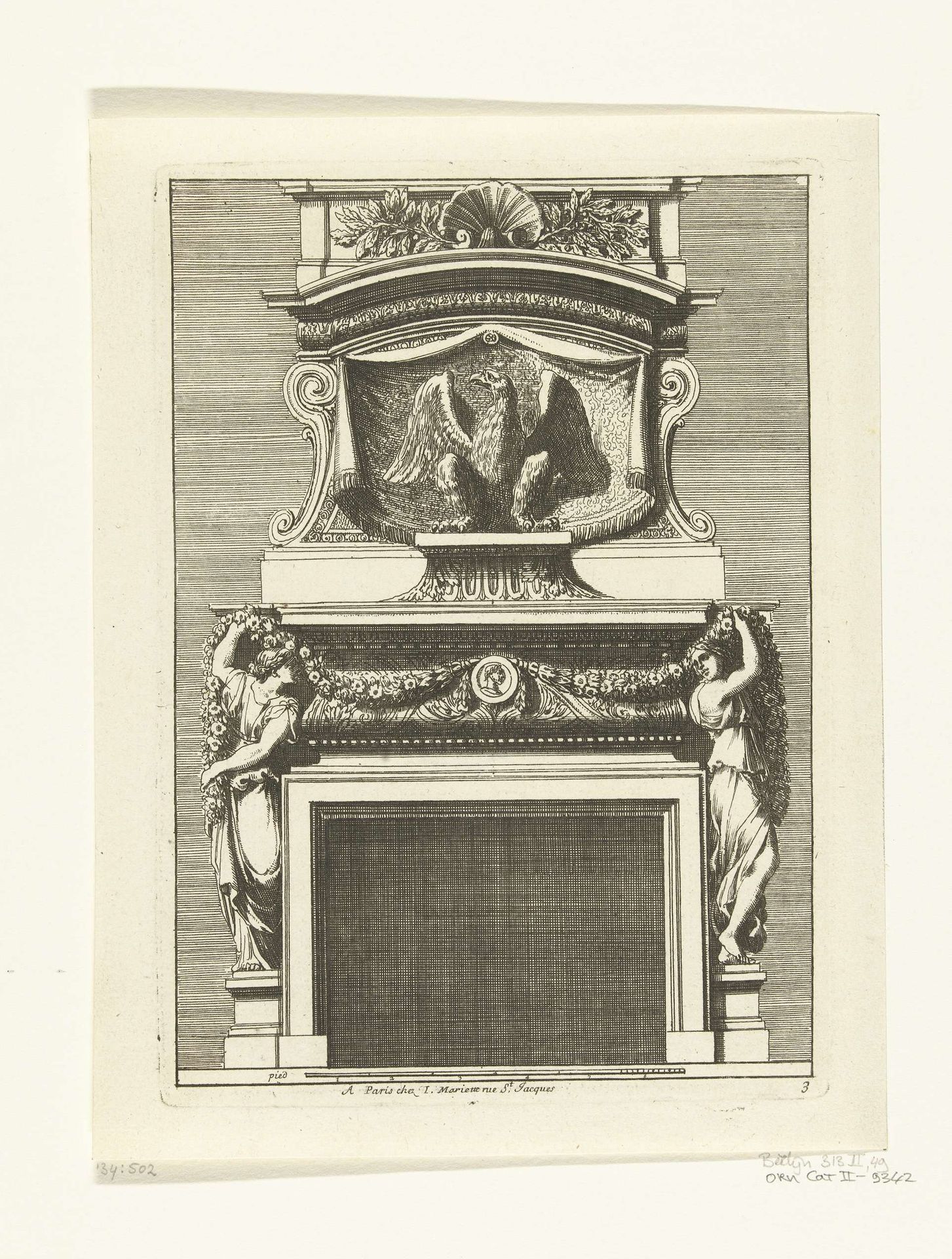 Onderboezem geflankeerd door twee vrouwen by Jean Lepautre